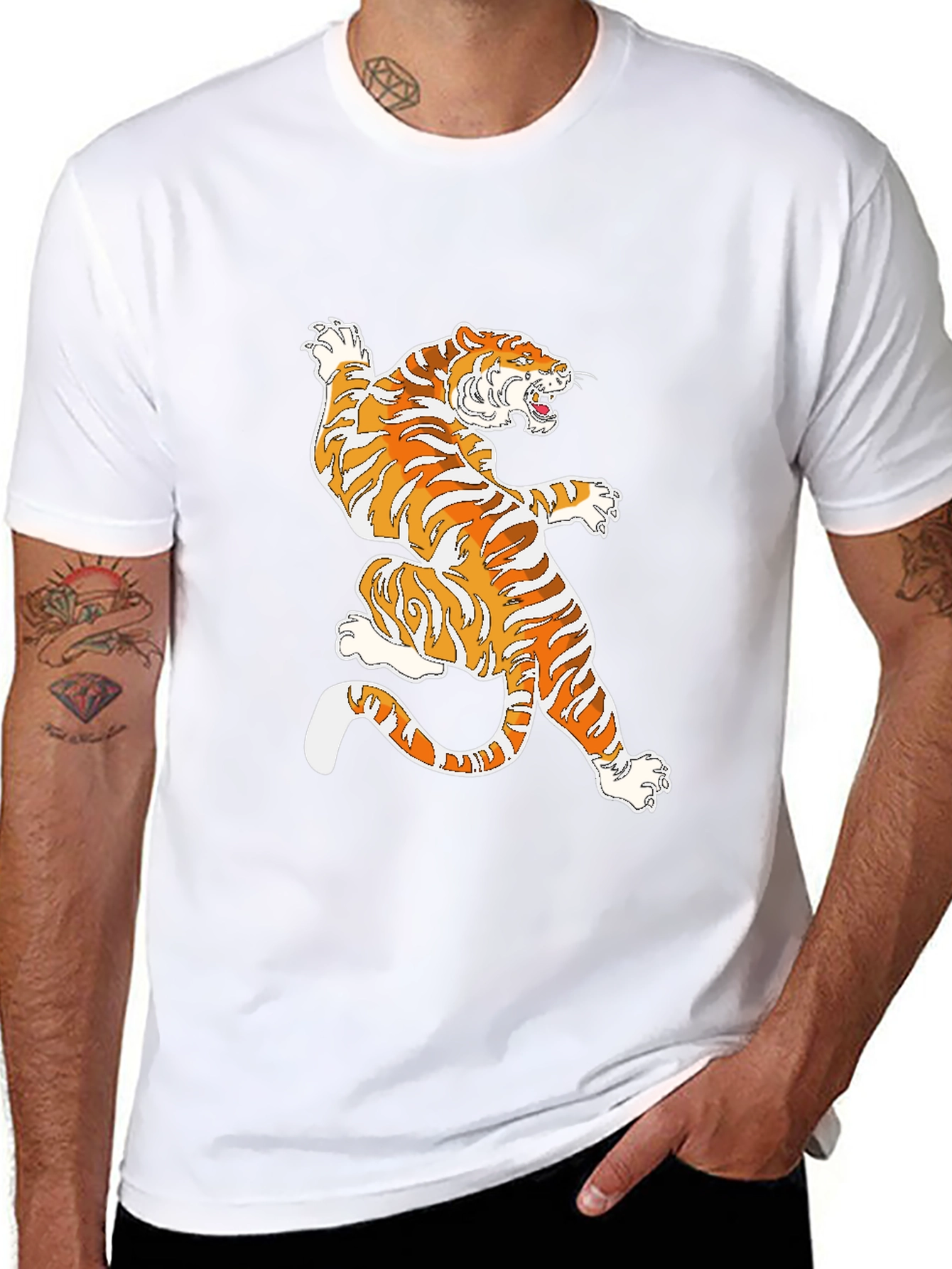 Black Tiger Graphic Black T-Shirt view 8