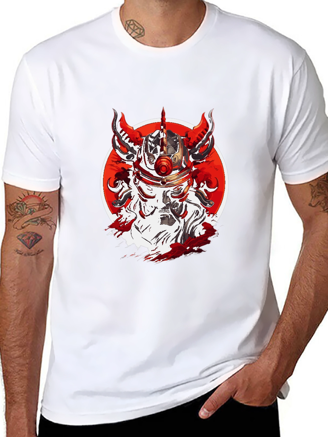 Black Red Horned Warrior T-Shirt view 8