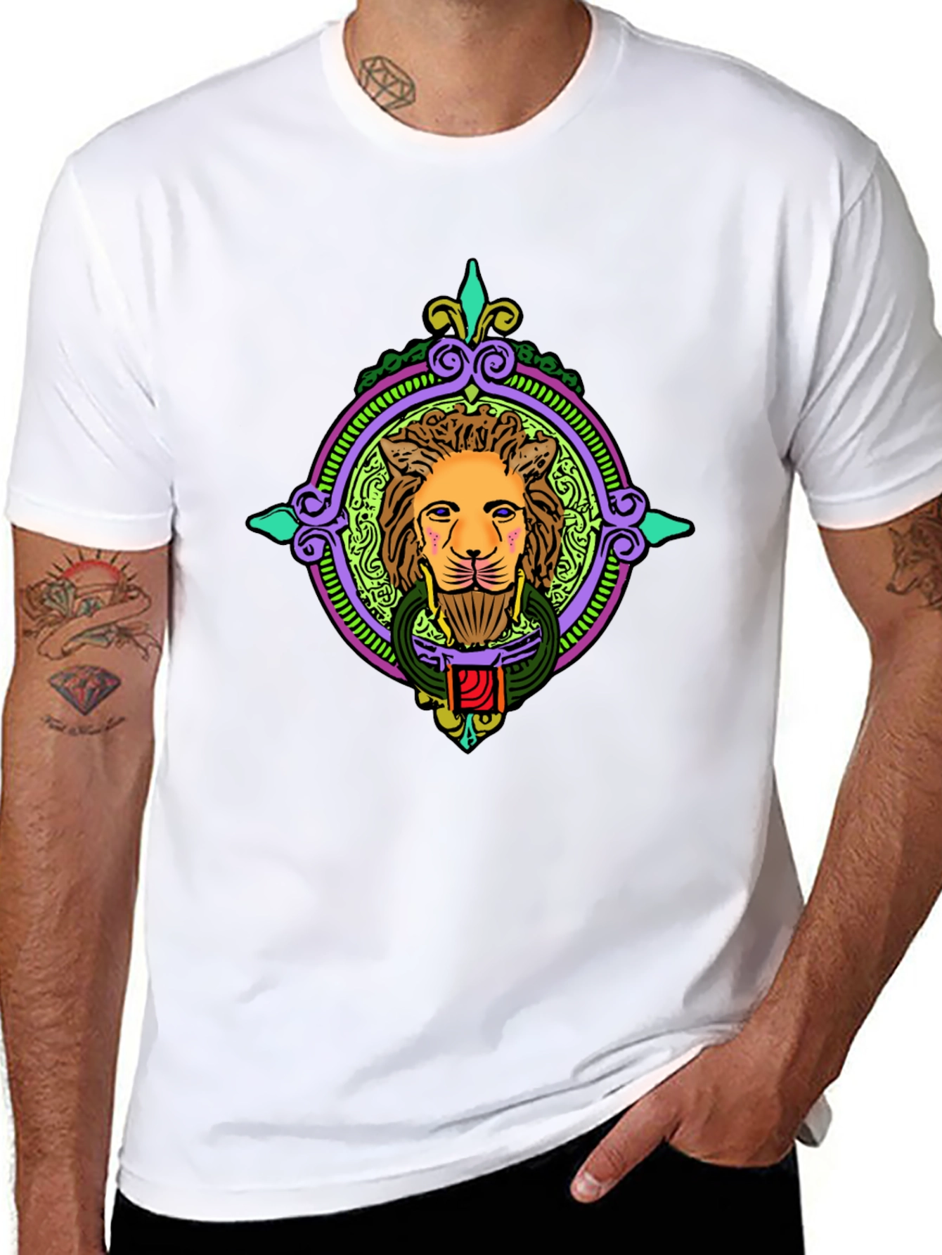 Black Lion Door Knocker Graphic Tee - Bold Style view 8