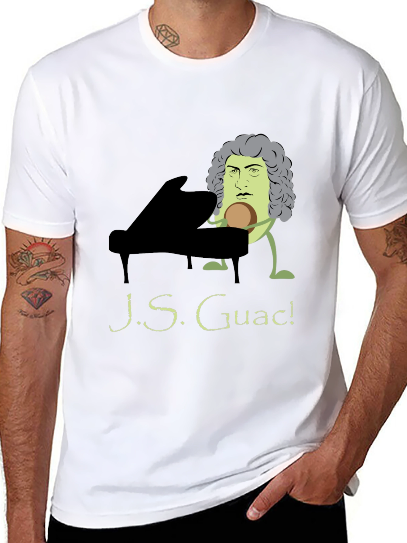 Black J.S. Guac! Funny Music T-Shirt - Black view 8