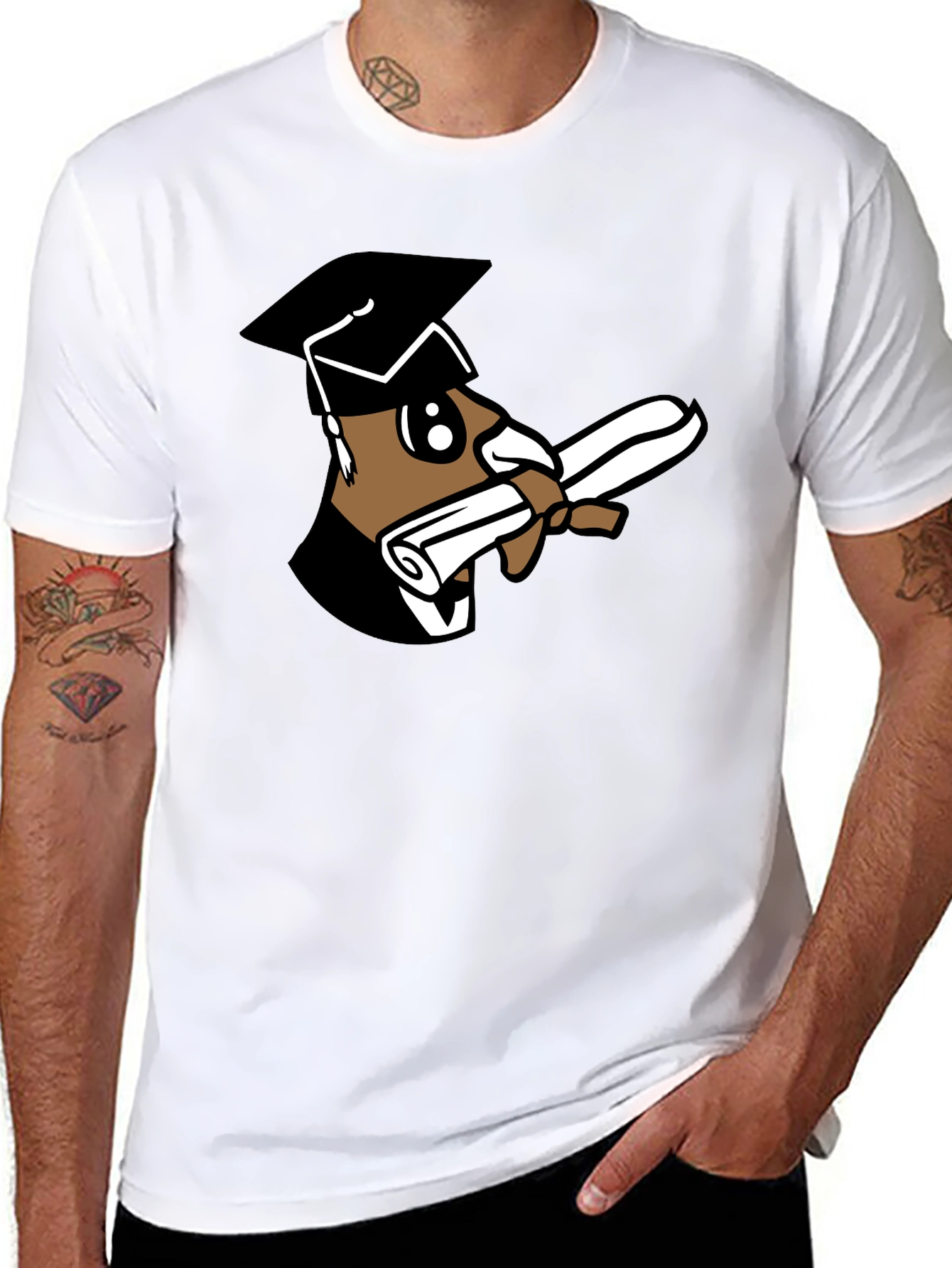 Black Graduation Bear Black T-Shirt view 8