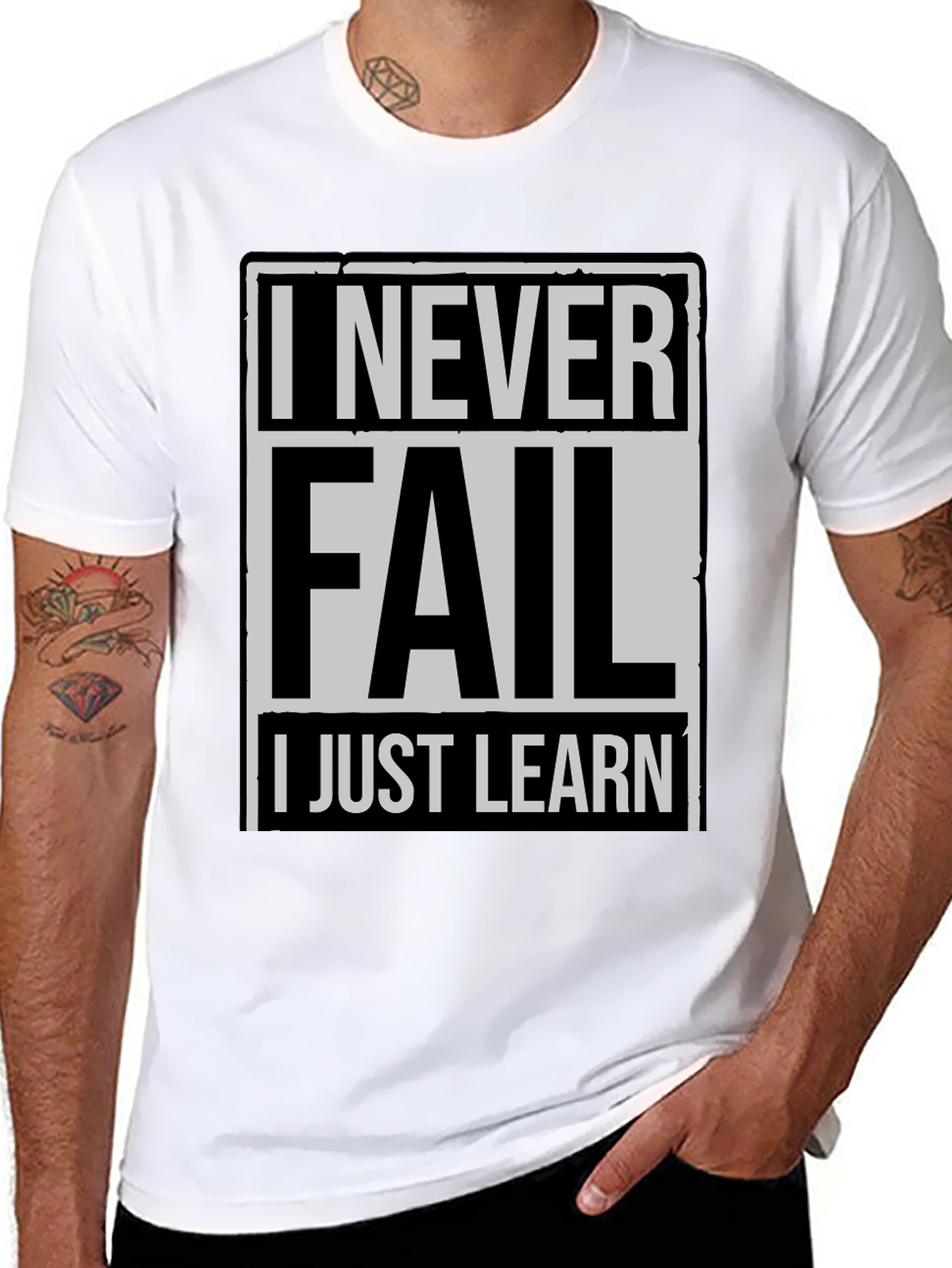 Black Never Fail, I Just Learn Men's T-Shirt view 8