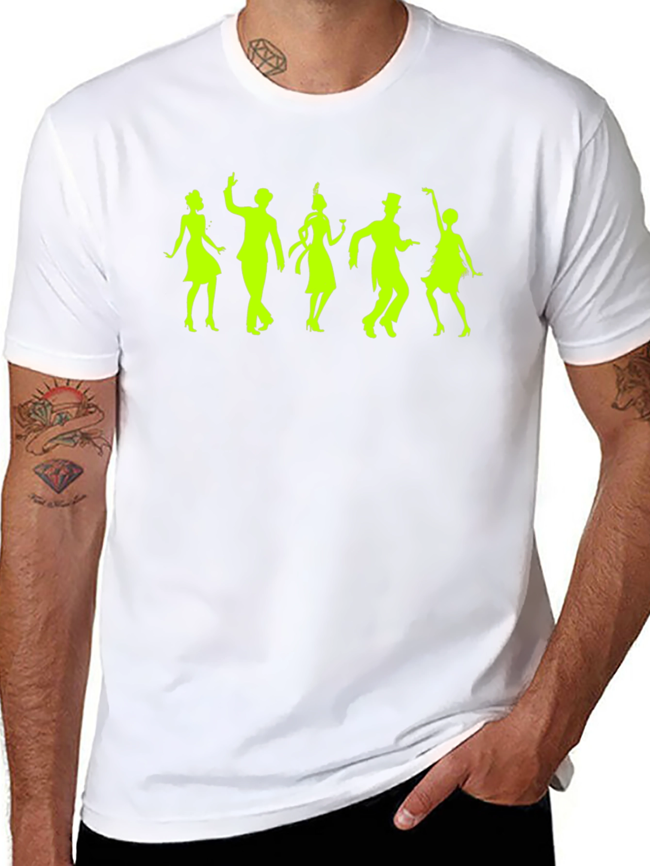 Black Retro Dance T-Shirt - Vintage Silhouette Design view 8
