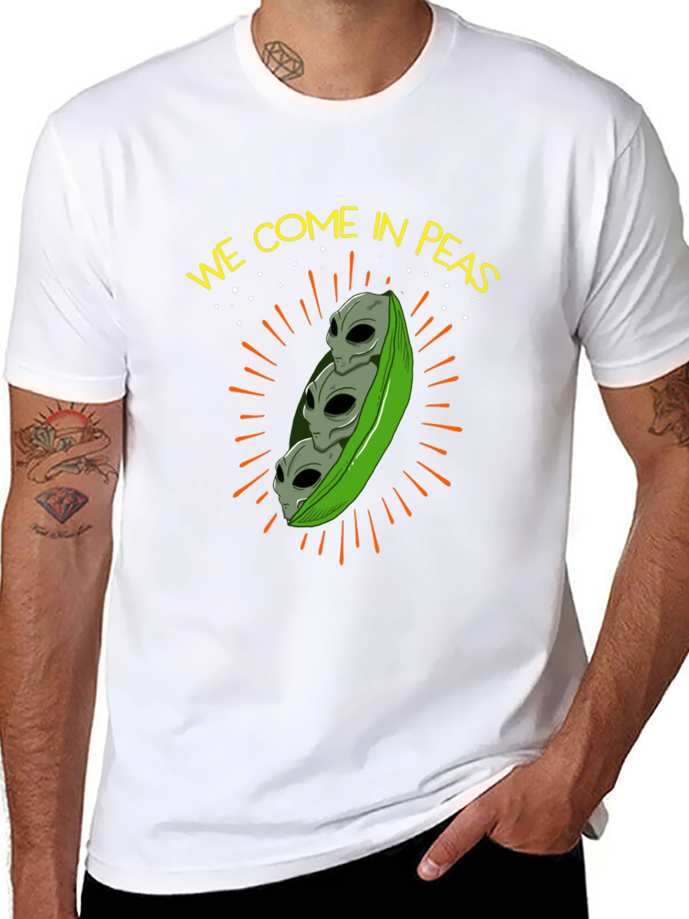 Black We Come In Peas Alien T-Shirt view 8