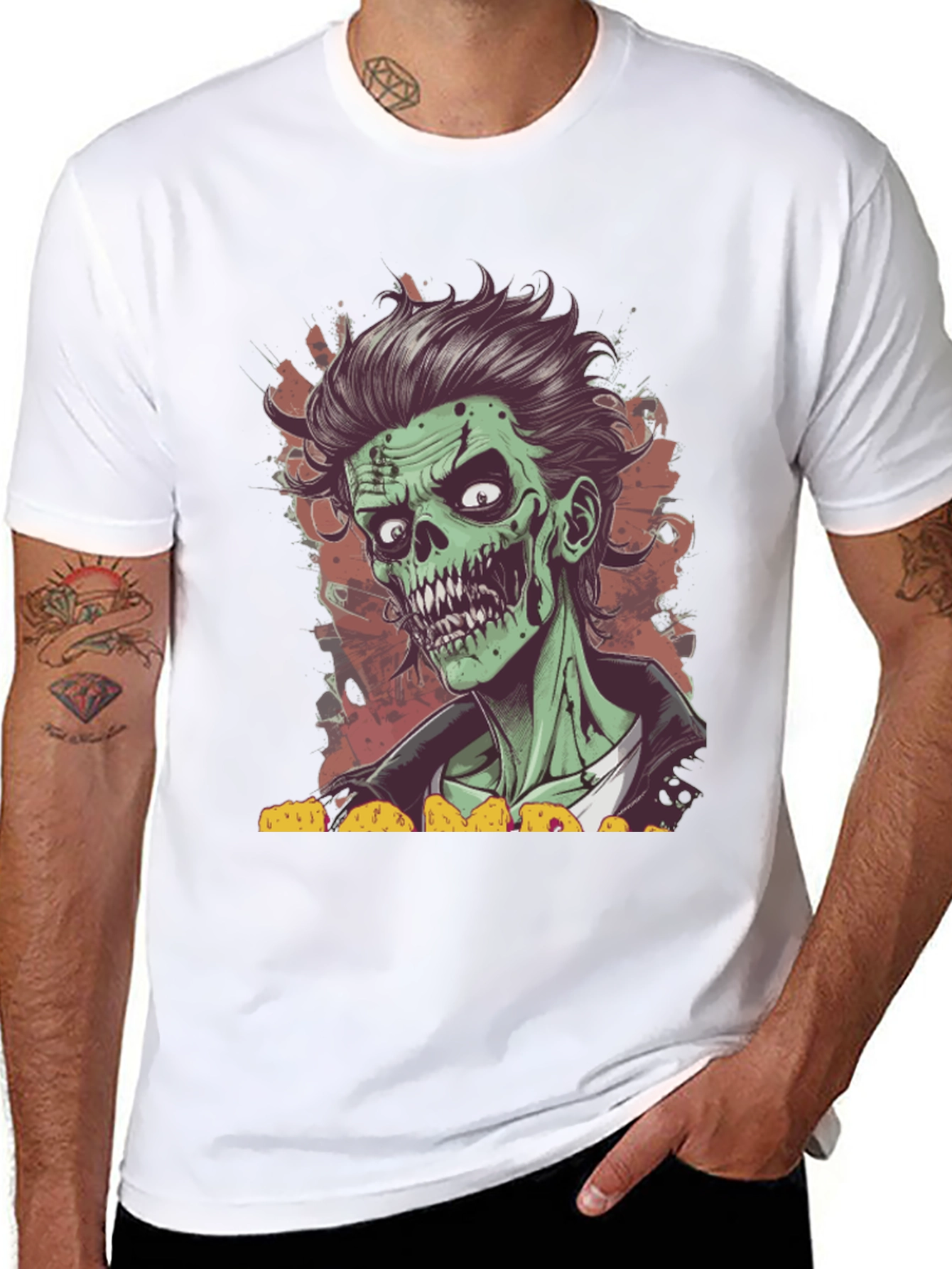 Black Zombie Taco Lover T-Shirt - Spooky Graphic Tee view 8