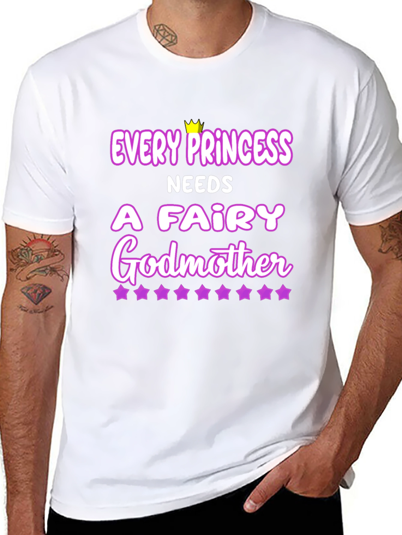 Black Every Princess Needs a Fairy Godmother Black T-Shirt view 8