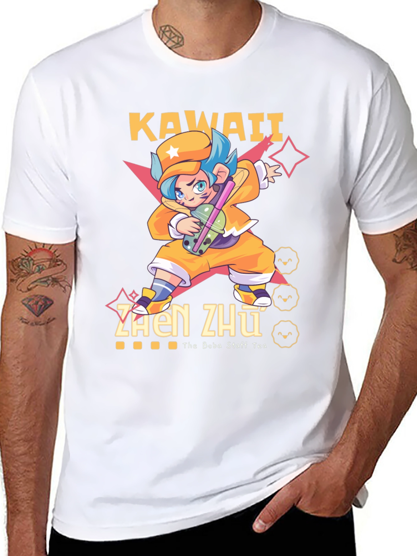 Black Kawaii Zhen Zhu Boba Tea T-Shirt view 8