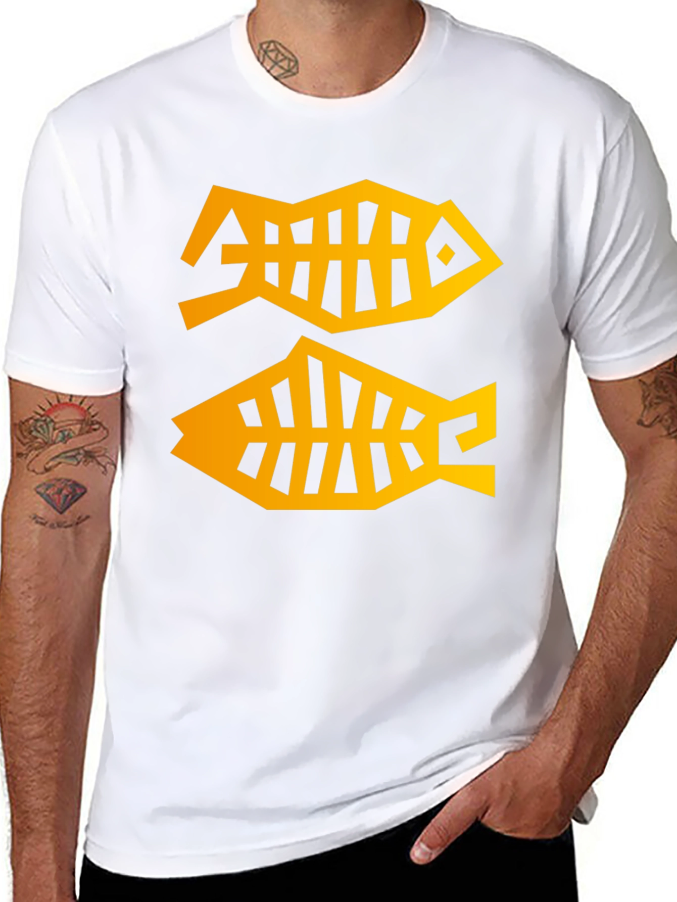 Abstract Fish T-Shirt - Black Graphic Tee - 8