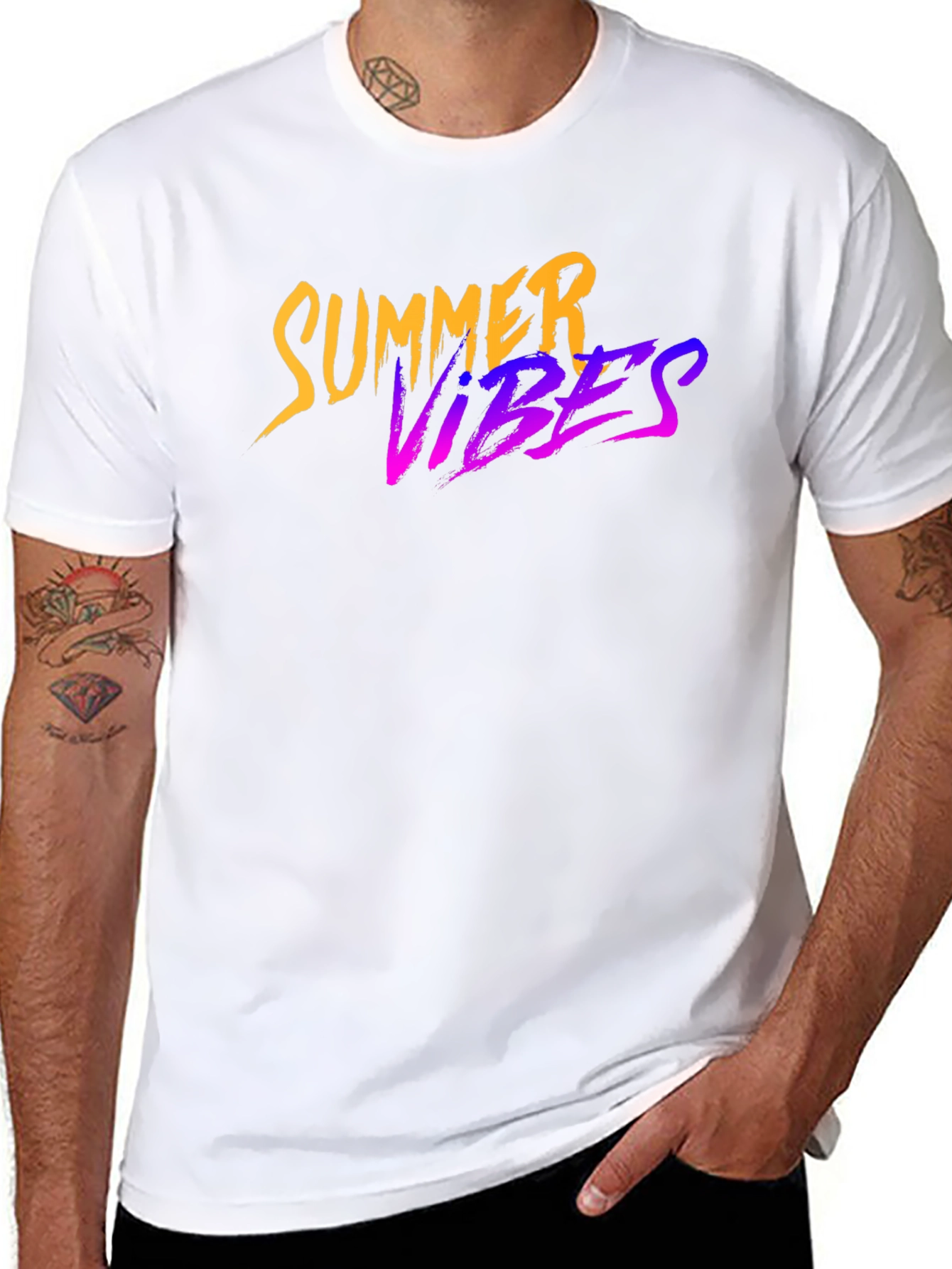 Black Summer Vibes Graphic Black T-Shirt view 8