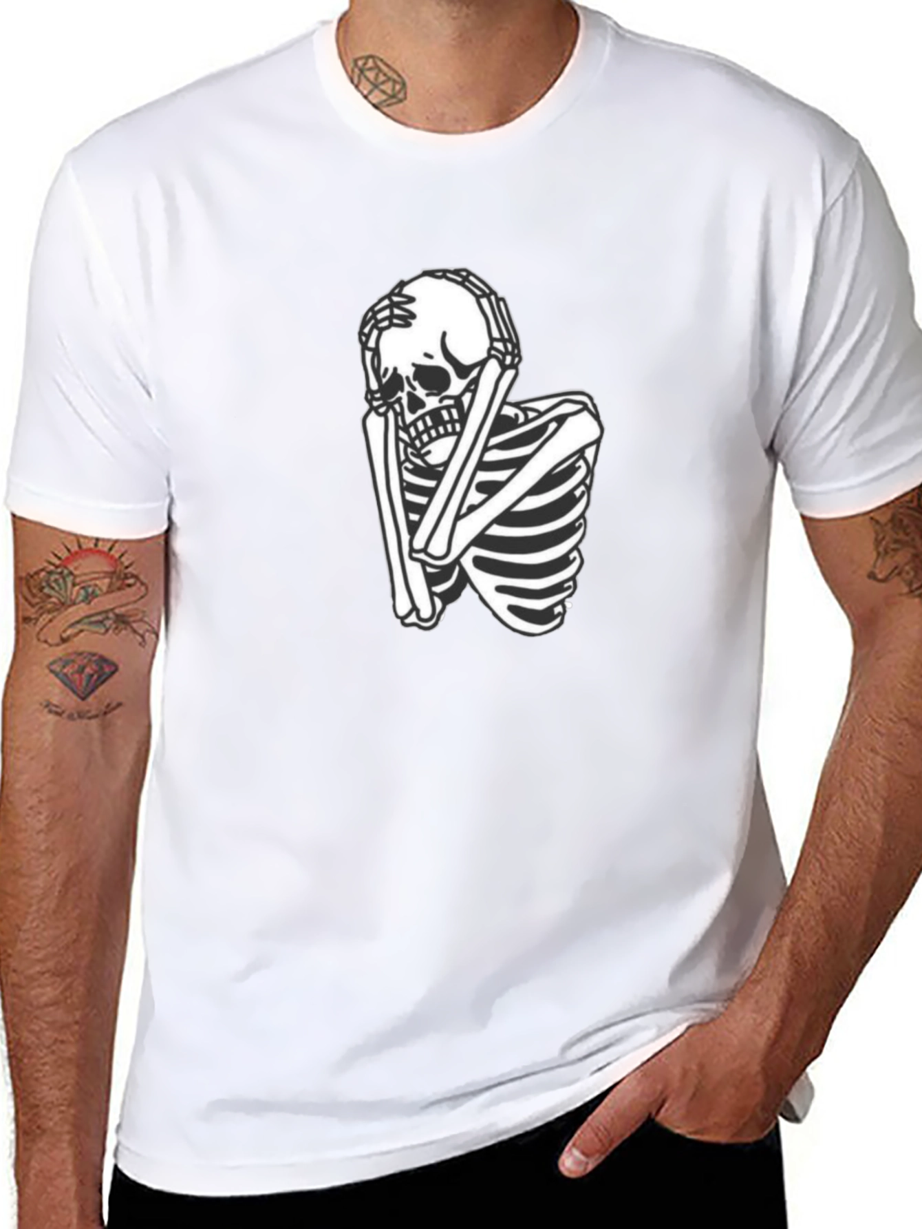 Black Skeleton Graphic Tee - Trendy Black T-Shirt view 8