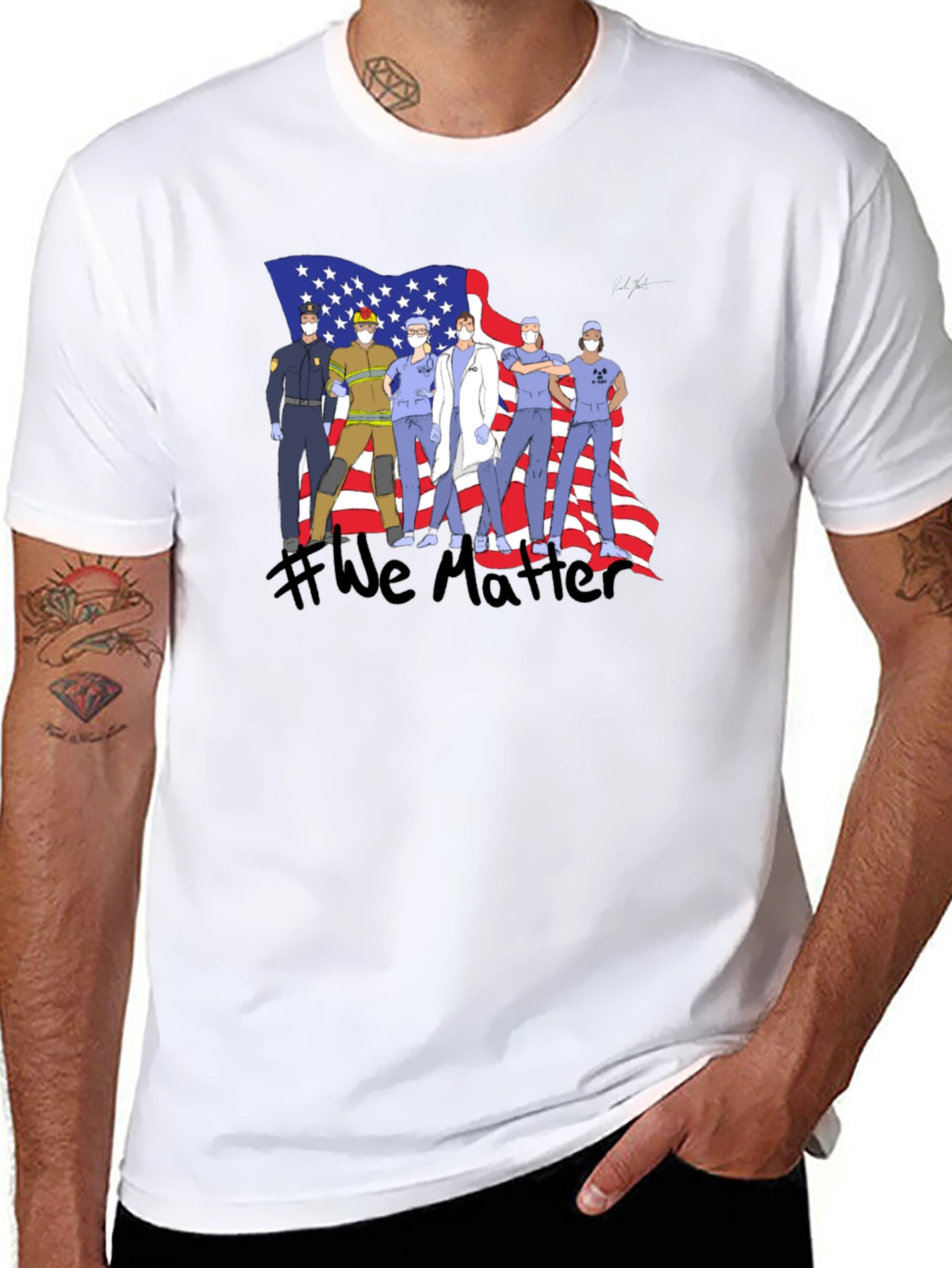 Black Essential Workers Graphic Tee view 8