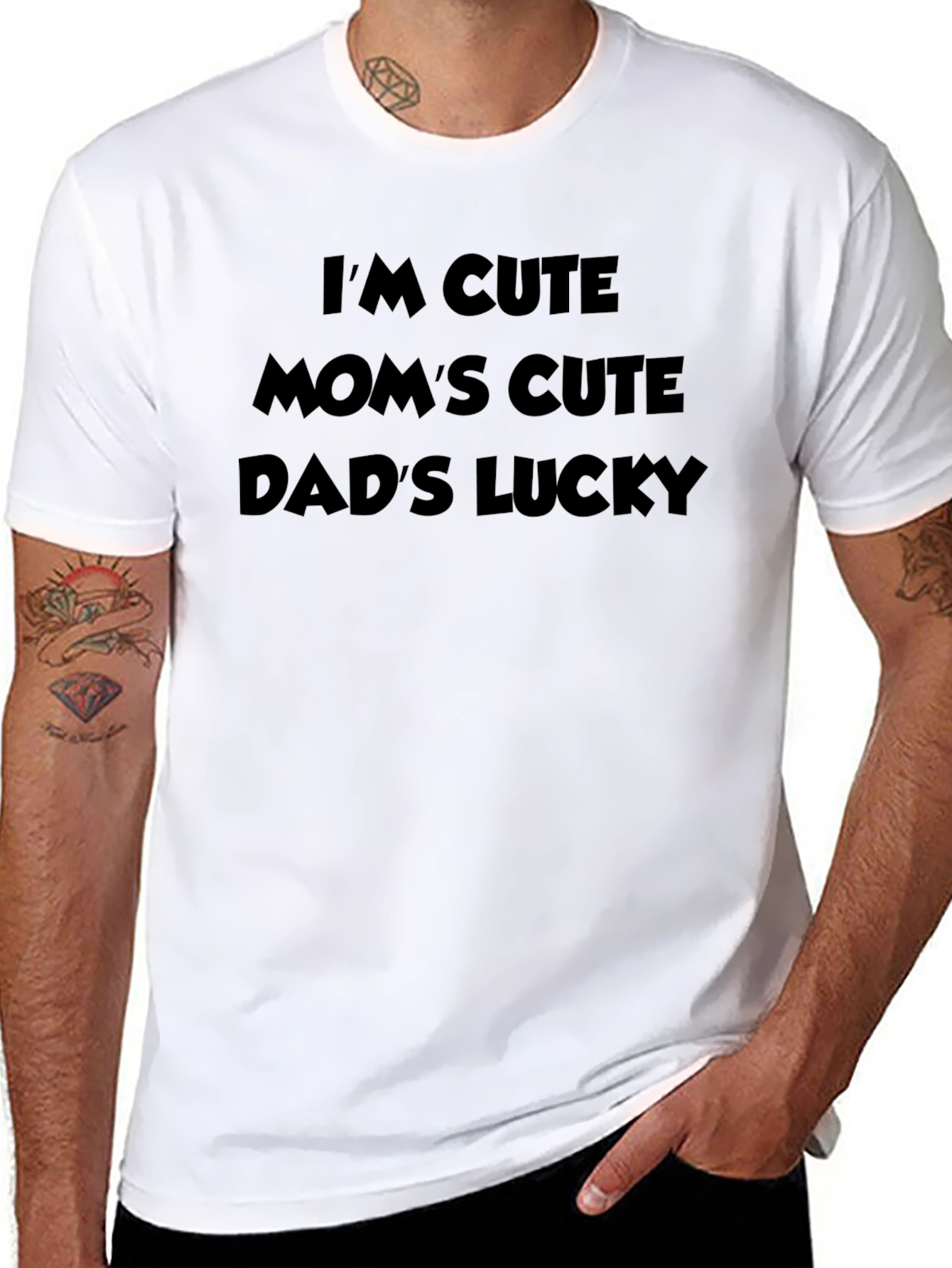 Black Cute Mom's Cute Dad's Lucky Black T-Shirt view 8