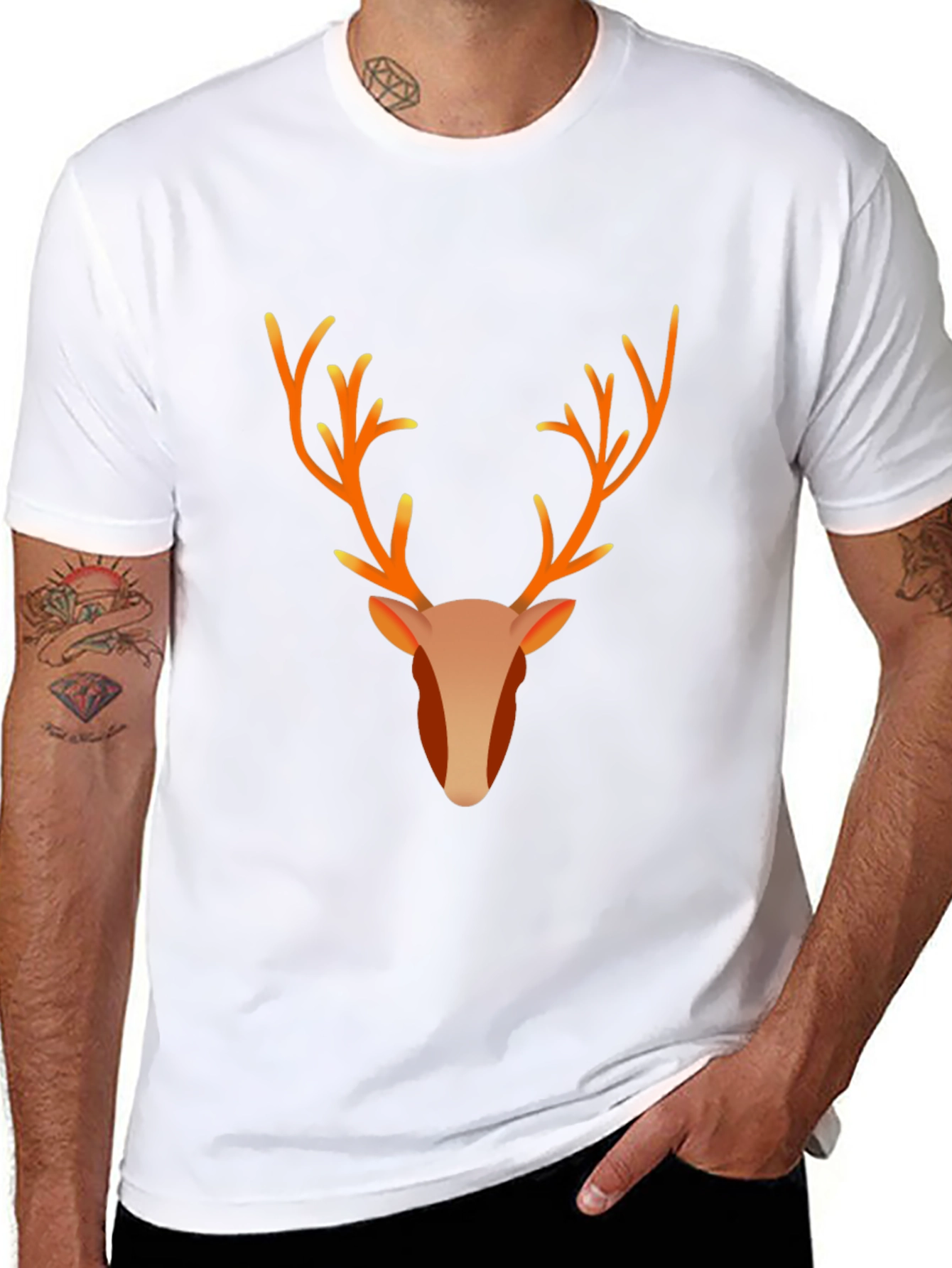 Black Reindeer Graphic Tee - Black Cotton Blend T-Shirt view 8