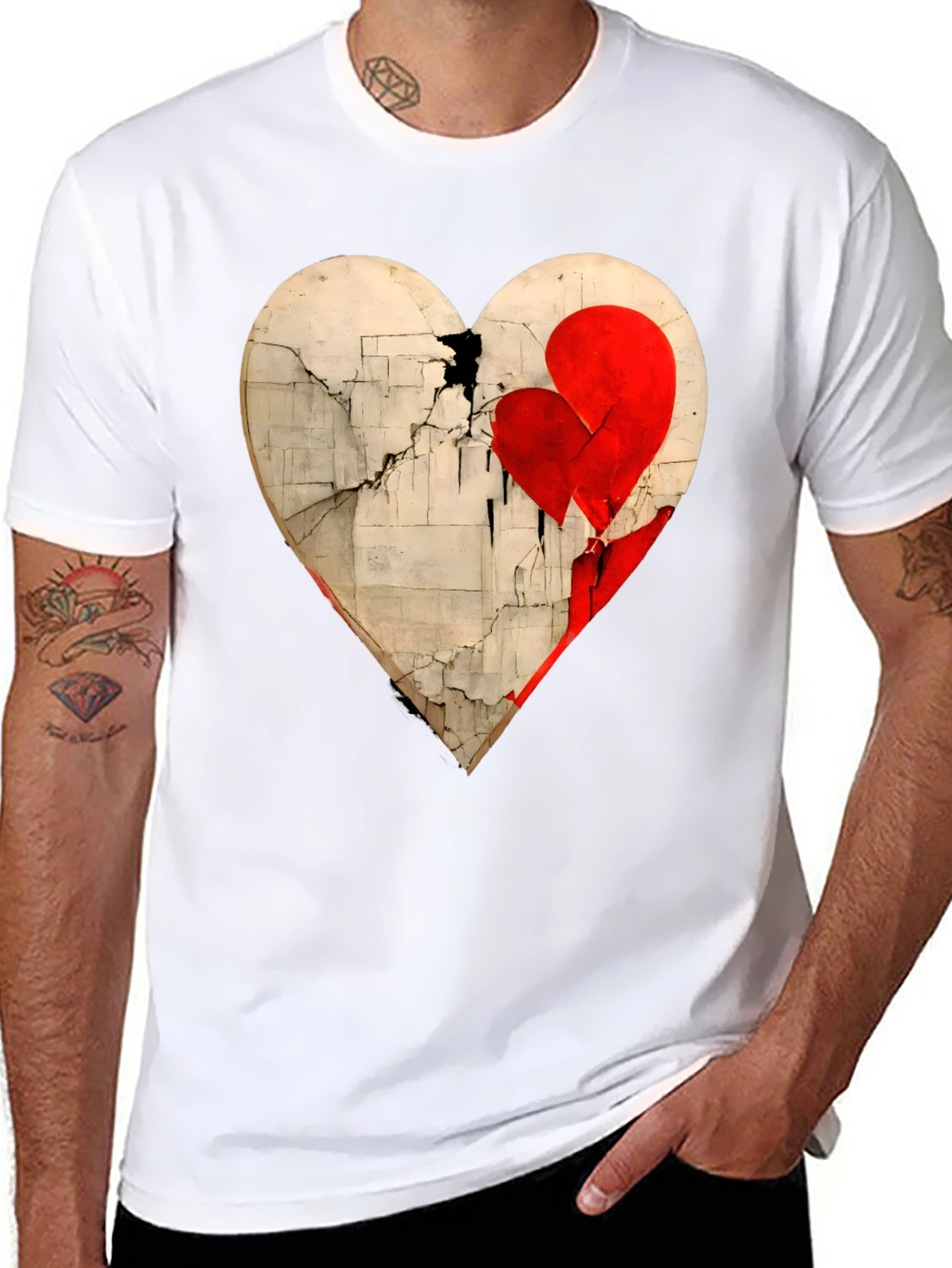 Black Heart Graphic Tee - Artistic Valentine's Day Shirt view 8
