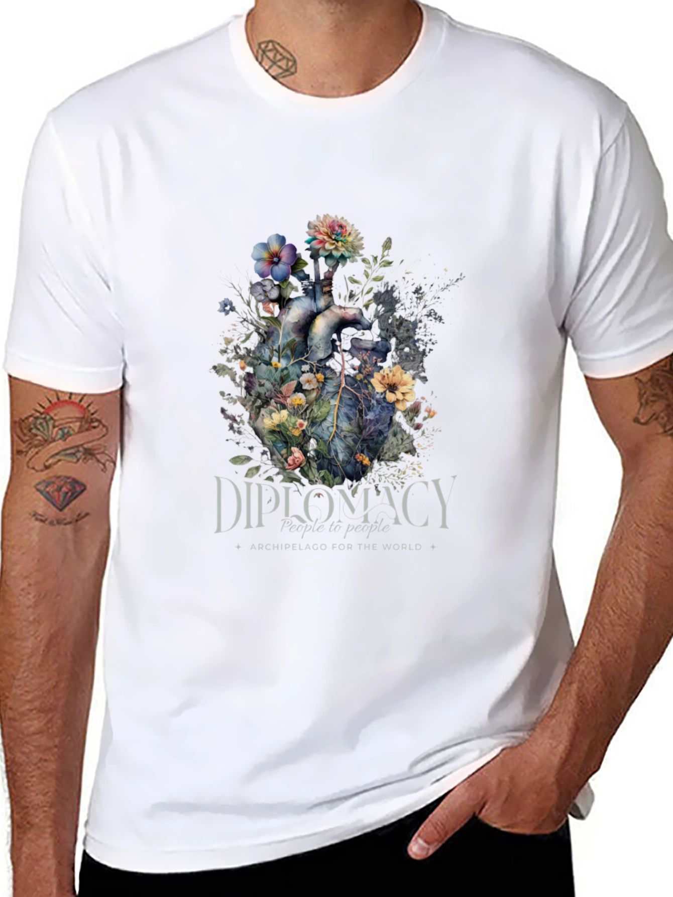 Black Floral Heart Diplomacy T-Shirt view 8