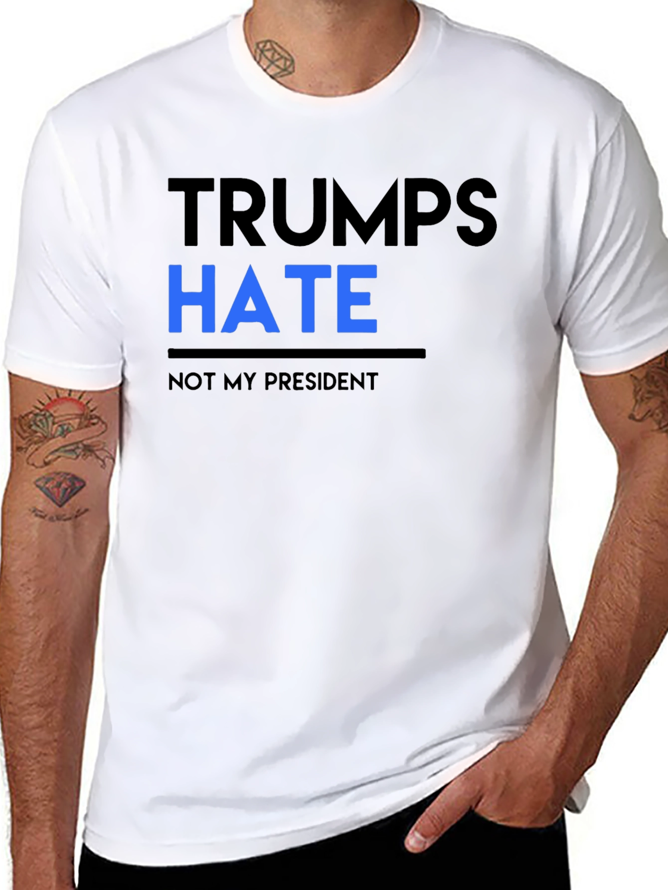 Black Trump's Hate Not My President Black Tee view 8
