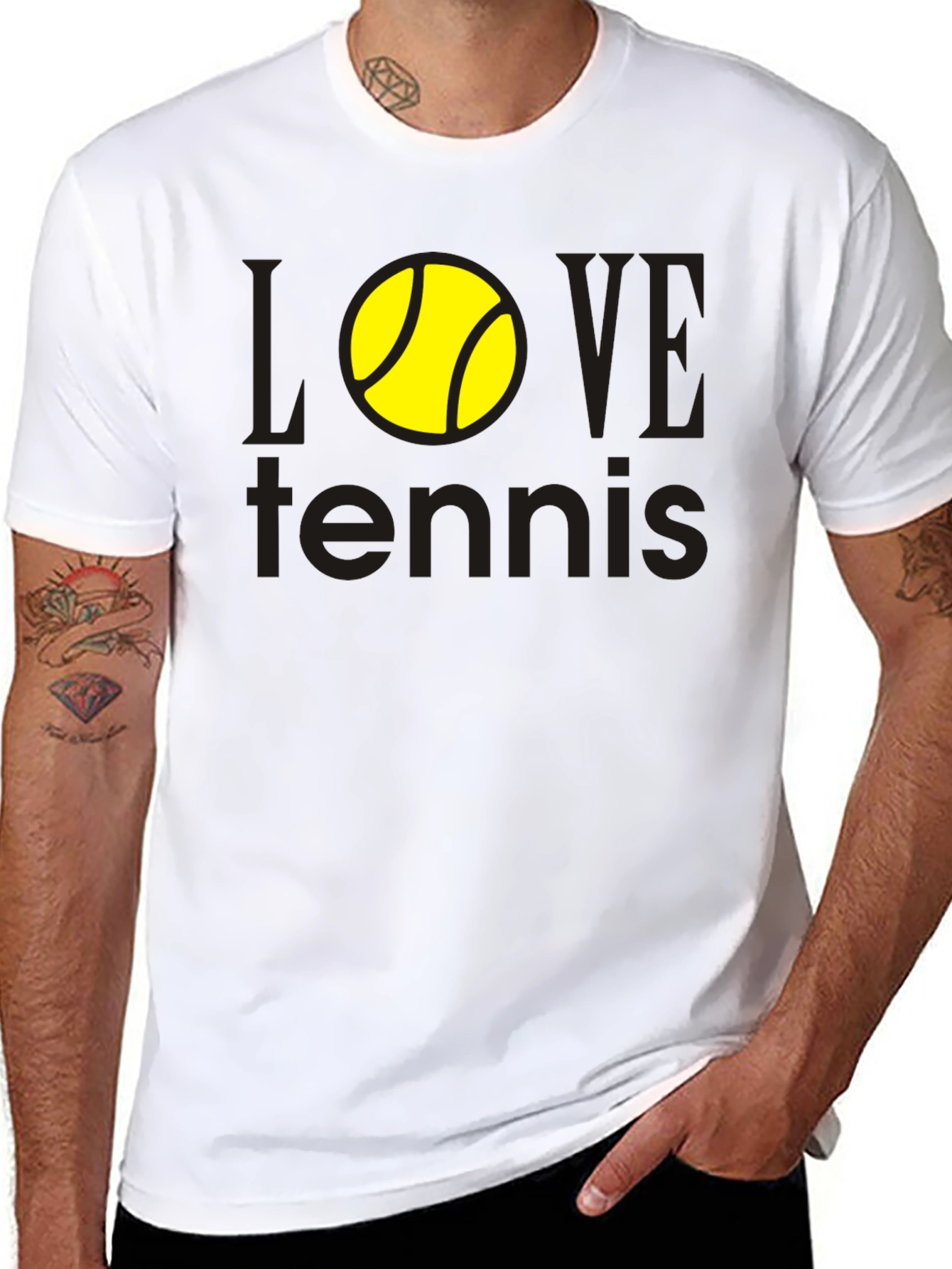 Black Love Tennis Graphic Tee - Black Cotton Shirt view 8