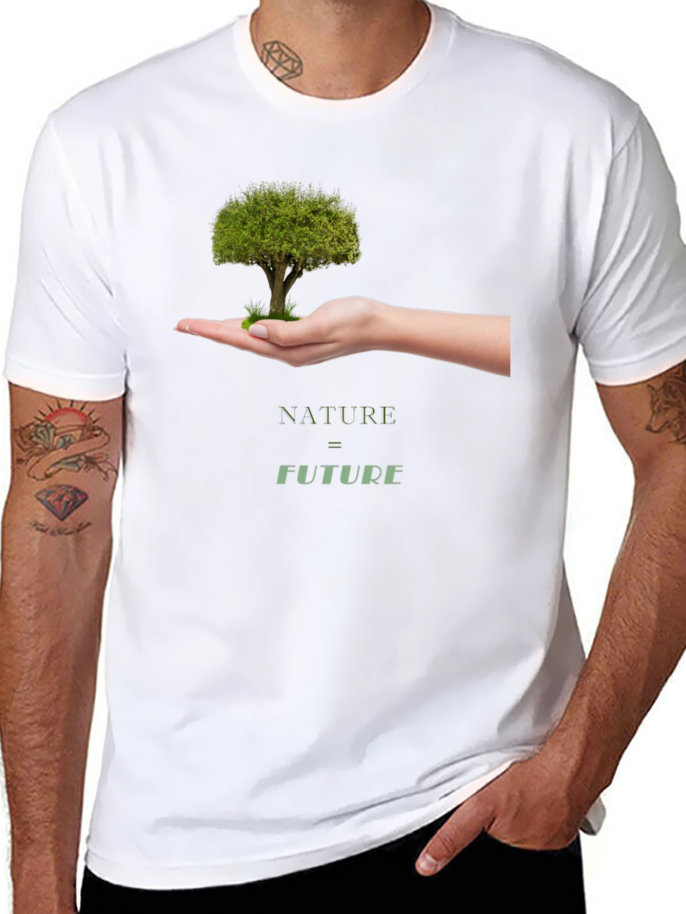Black Nature = Future Graphic Tee - Black Cotton view 8