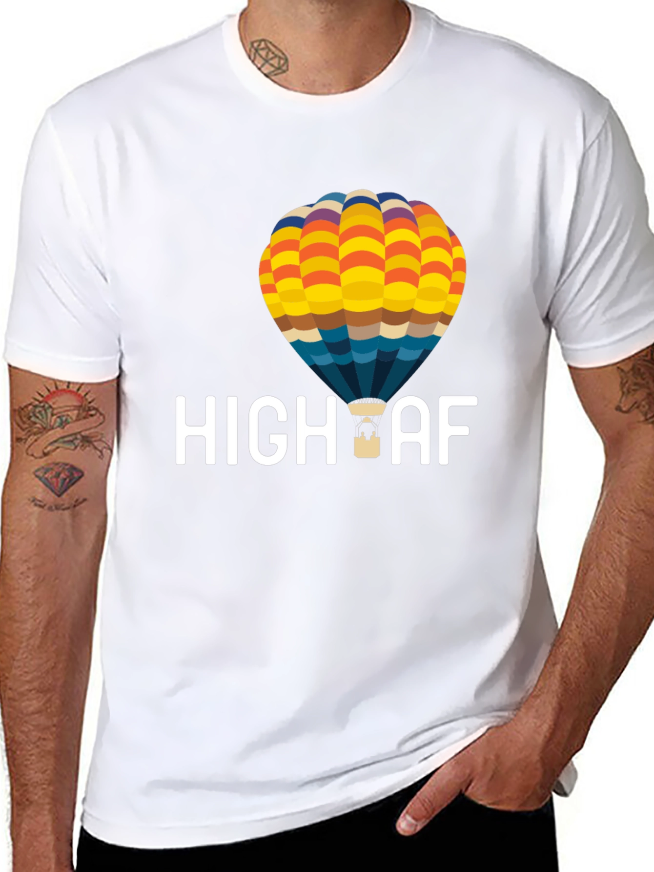 Black High AF Hot Air Balloon T-Shirt - Black view 8