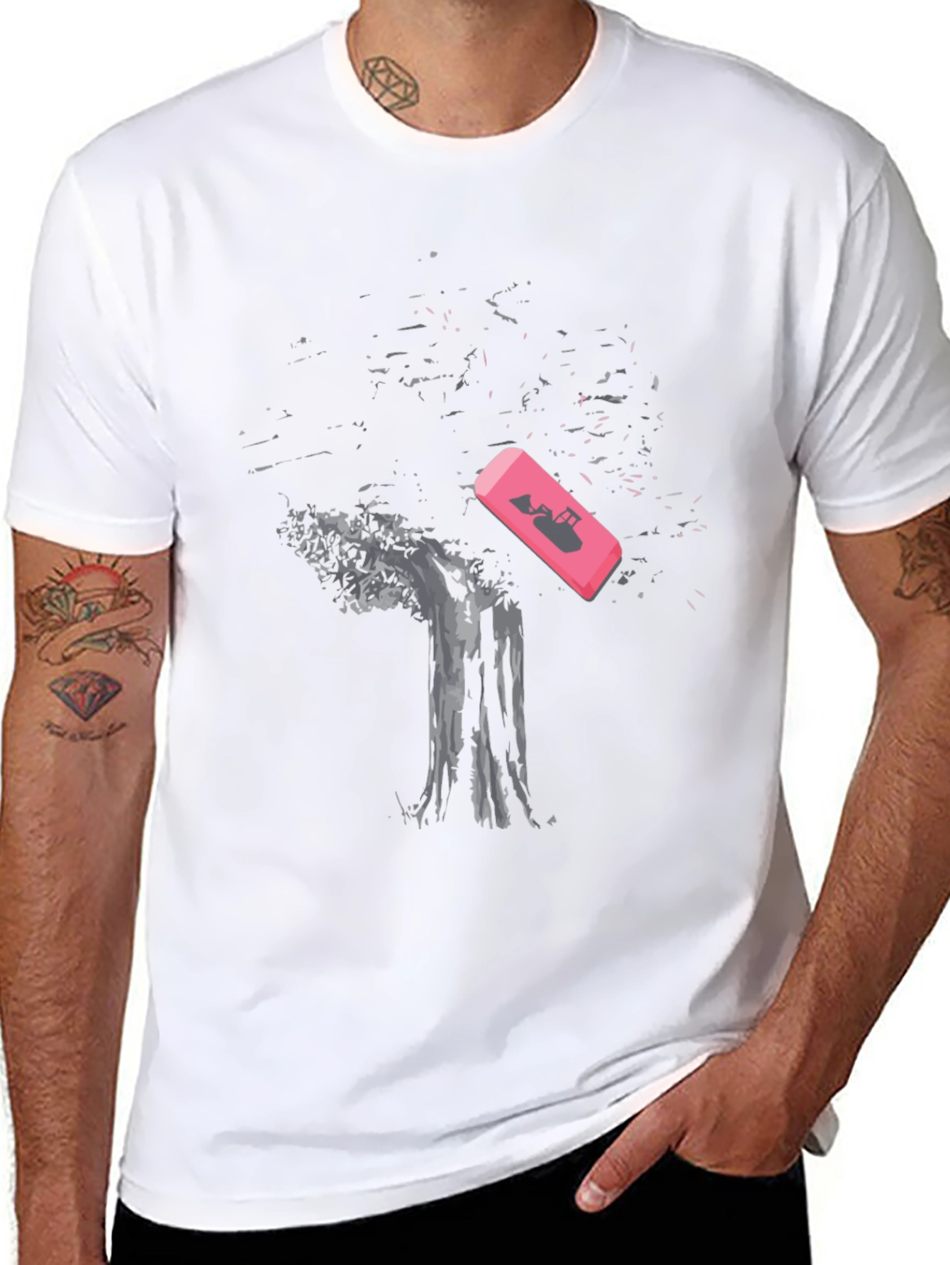 Black Eraser Tree Graphic Tee view 8