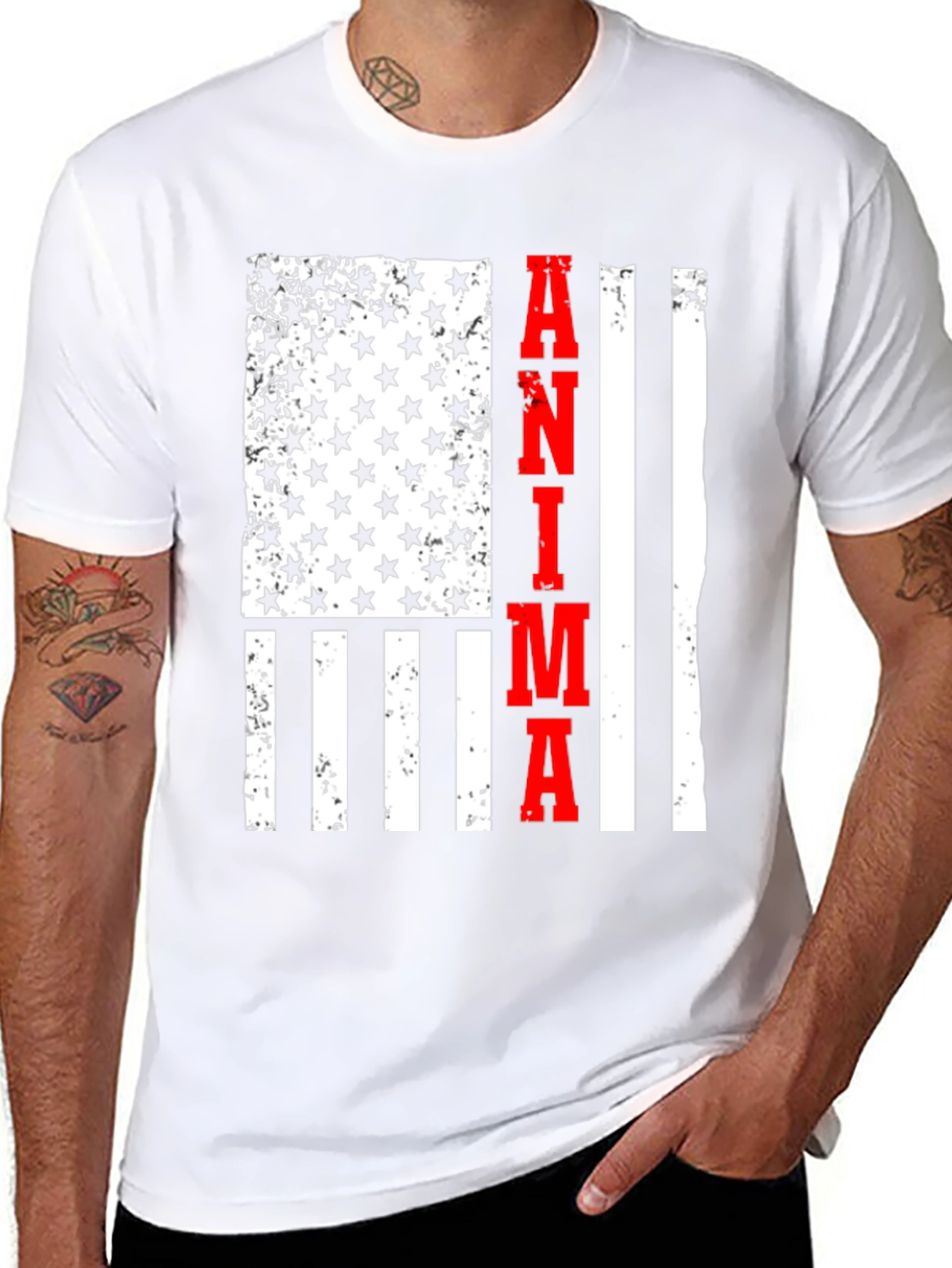 Black Anima USA Flag Graphic Tee - Black view 8