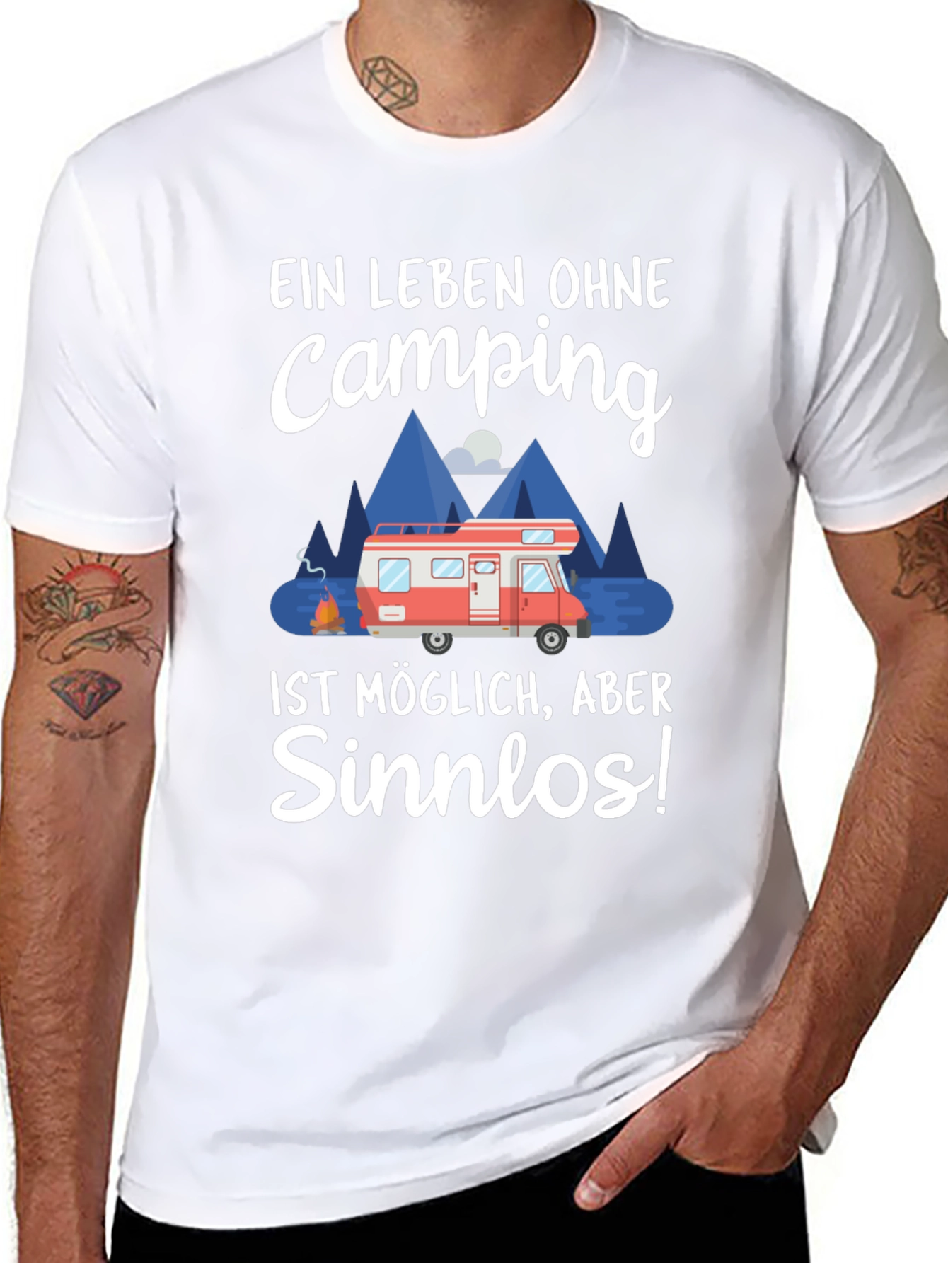 Black Camping Lover T-Shirt - "Ein Leben Ohne Camping Sinnlos" view 8
