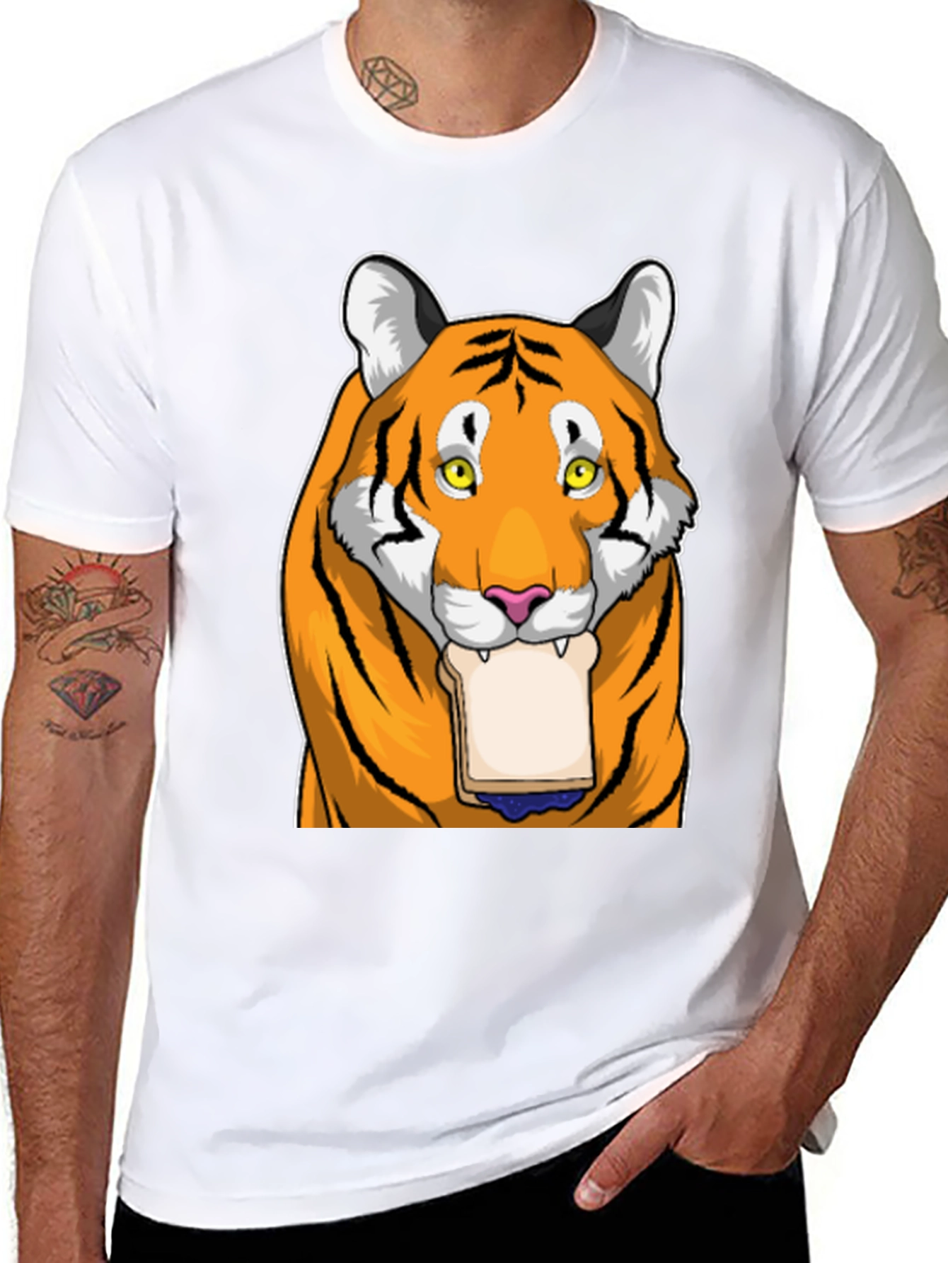 Black Tiger Eating Bread T-Shirt view 8