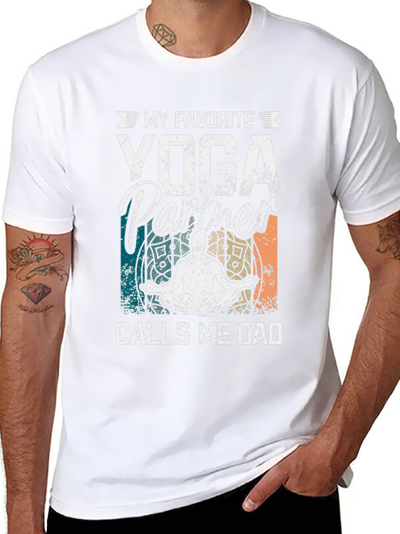 Black Yoga Partner Dad T-Shirt view 8