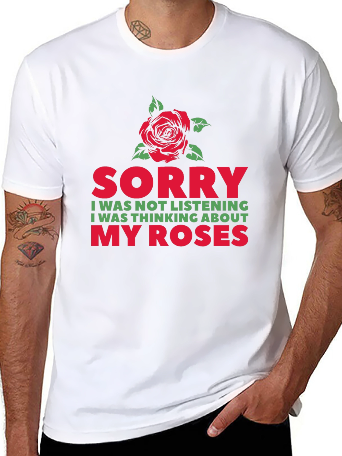 Black Sorry, Thinking About My Roses Graphic T-Shirt view 8