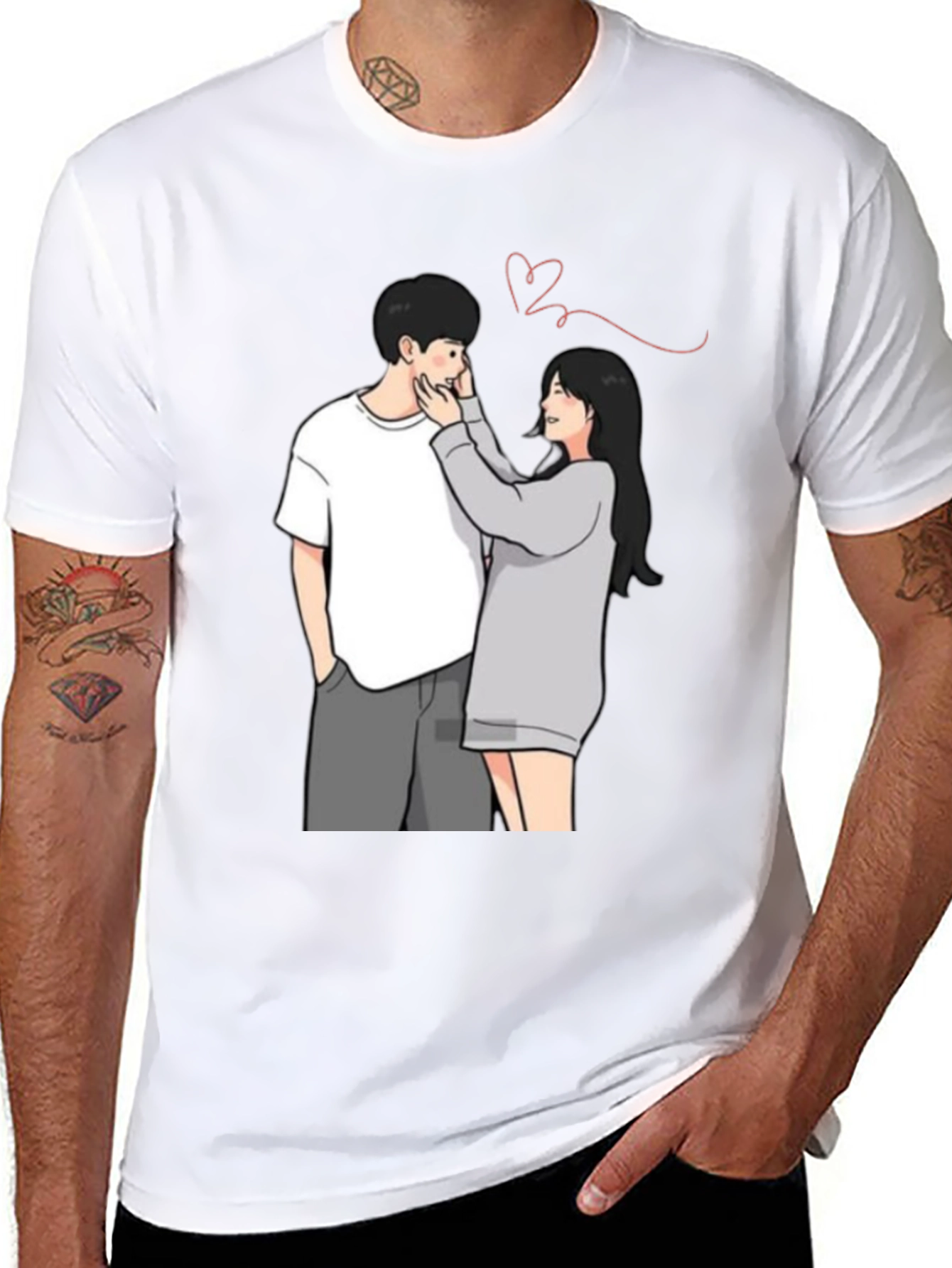 Black Couple Graphic Print Tee - Black view 8