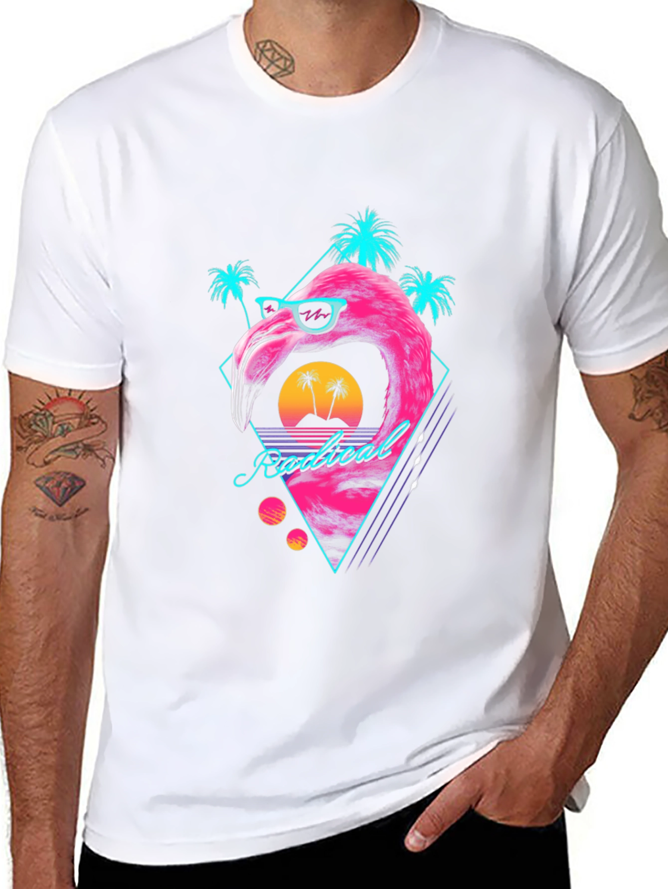 Black Radical Flamingo T-Shirt - Retro Summer Vibes view 8