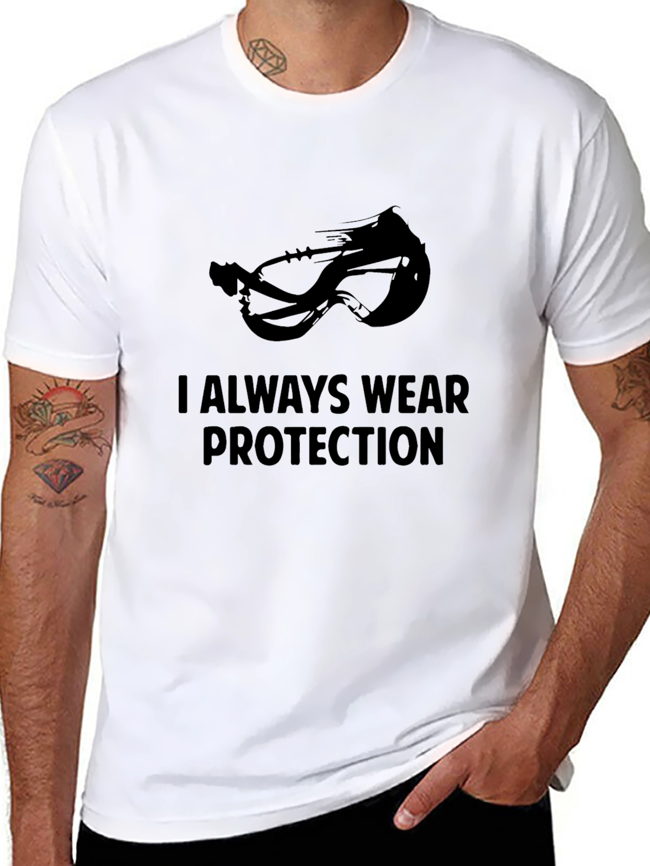 Black I Always Wear Protection T-Shirt view 8