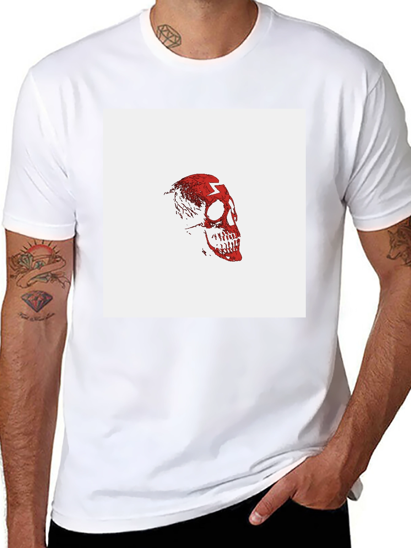 Black Skull Graphic Tee - Red Skull on Black Shirt view 8