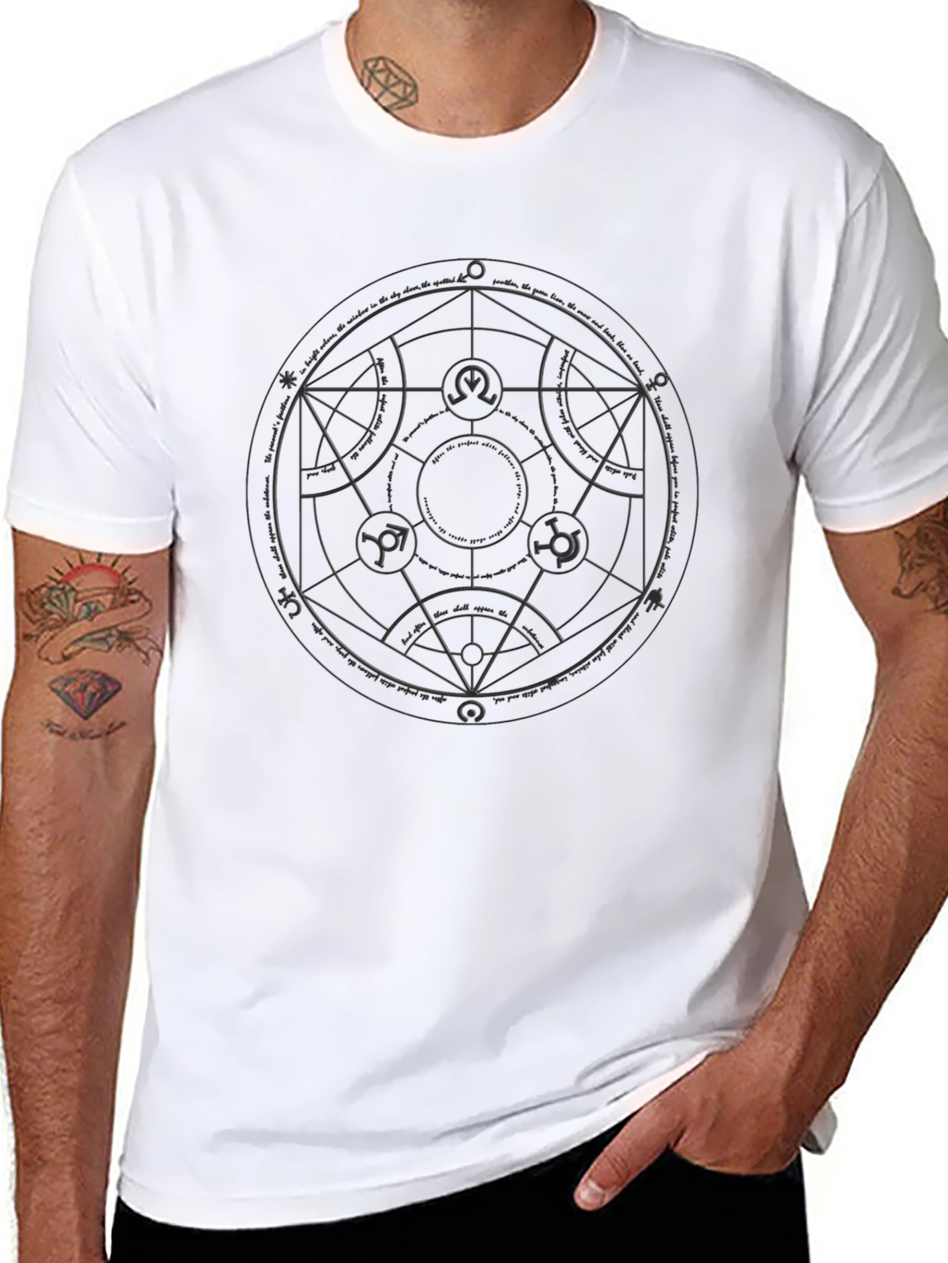 Black Alchemy Circle Graphic Print Black T-Shirt view 8