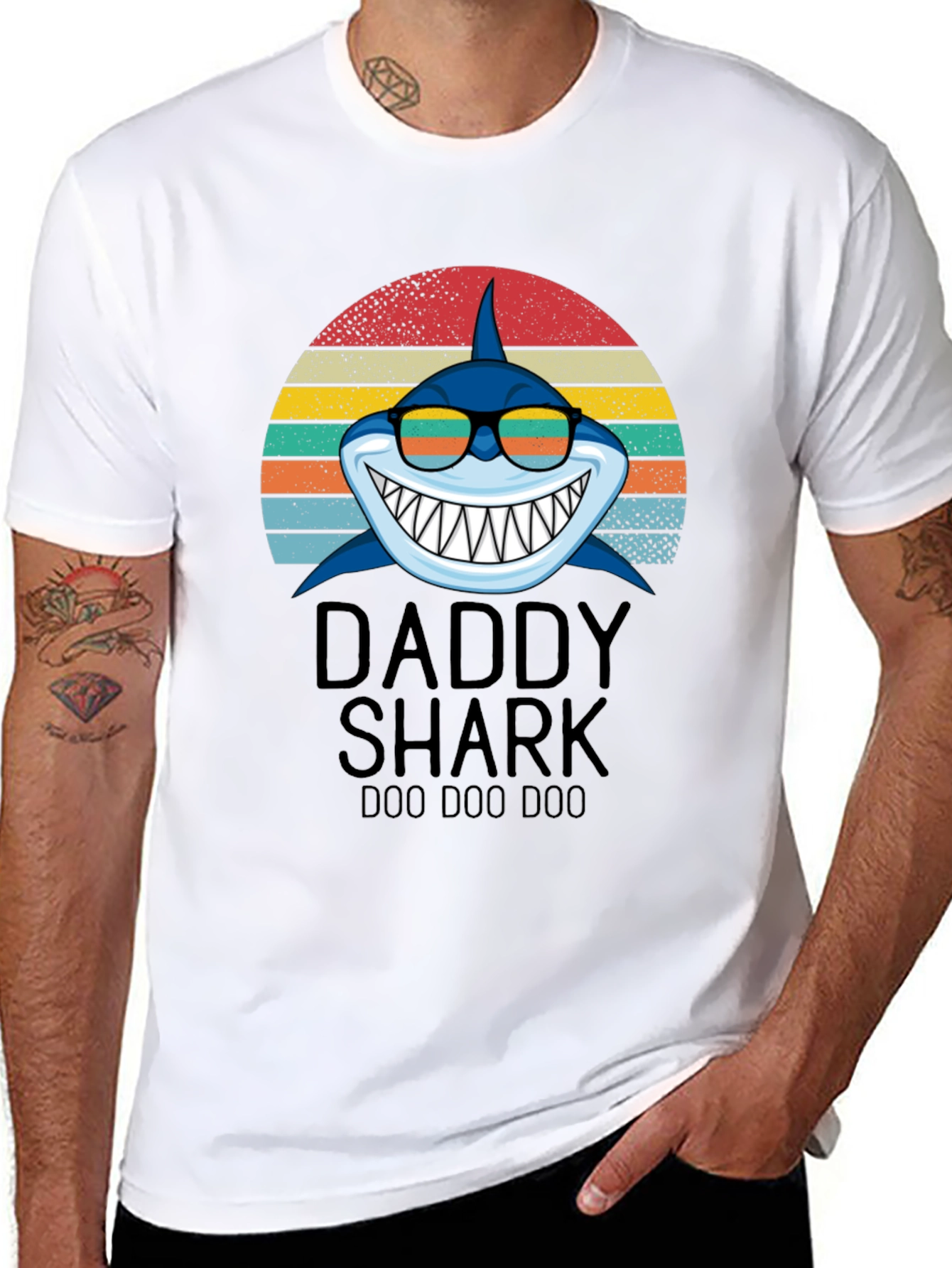 Black Daddy Shark Graphic T-Shirt view 8