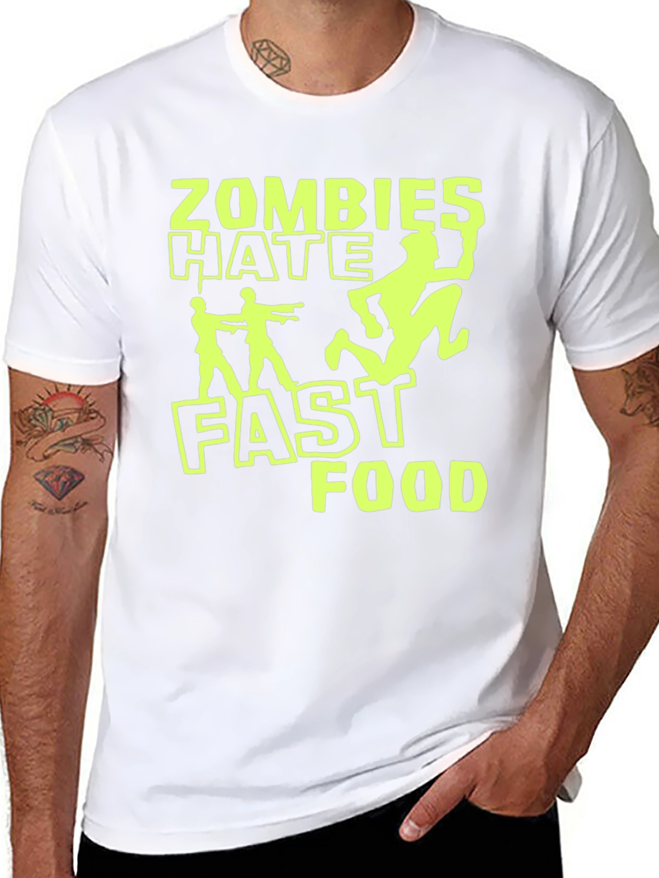 Black Zombies Hate Fast Food Graphic T-Shirt - Black view 8