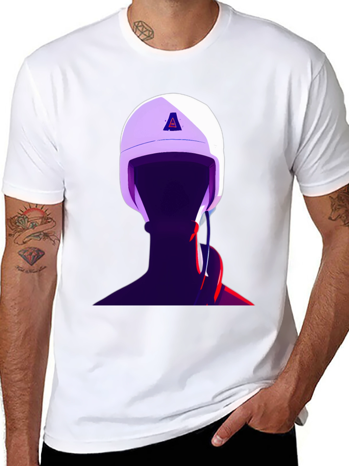 Black Abstract Helmet Graphic Tee - Stylish Menswear view 8