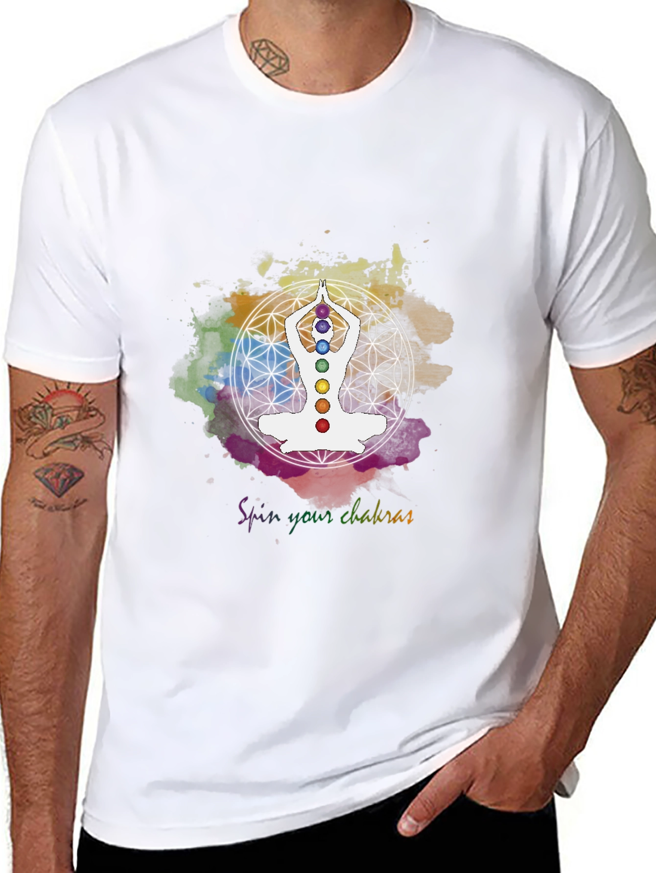 Black Chakra Meditation T-Shirt - Spiritual Yoga Design view 8