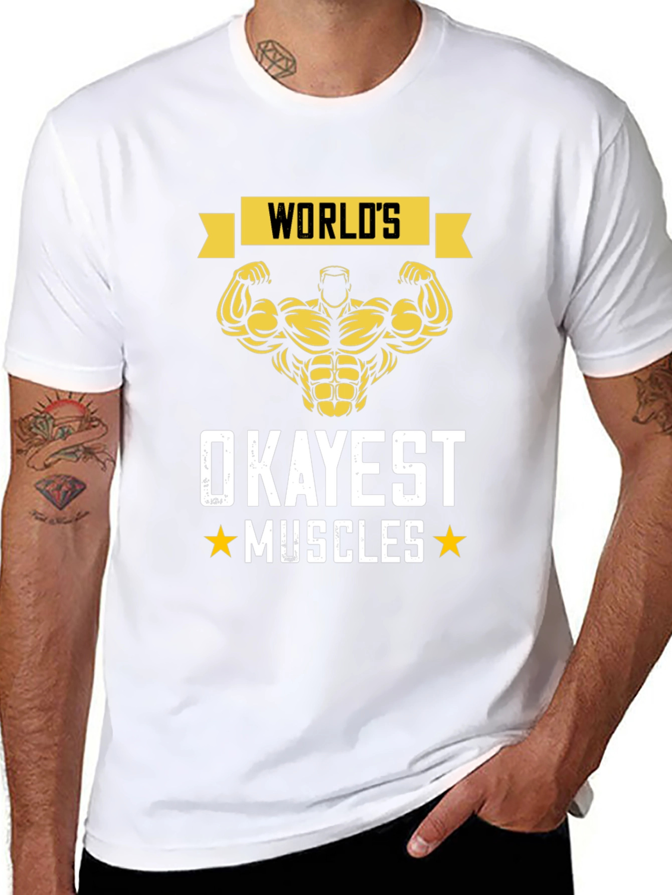 Black World's Okayest Muscles Graphic T-Shirt view 8