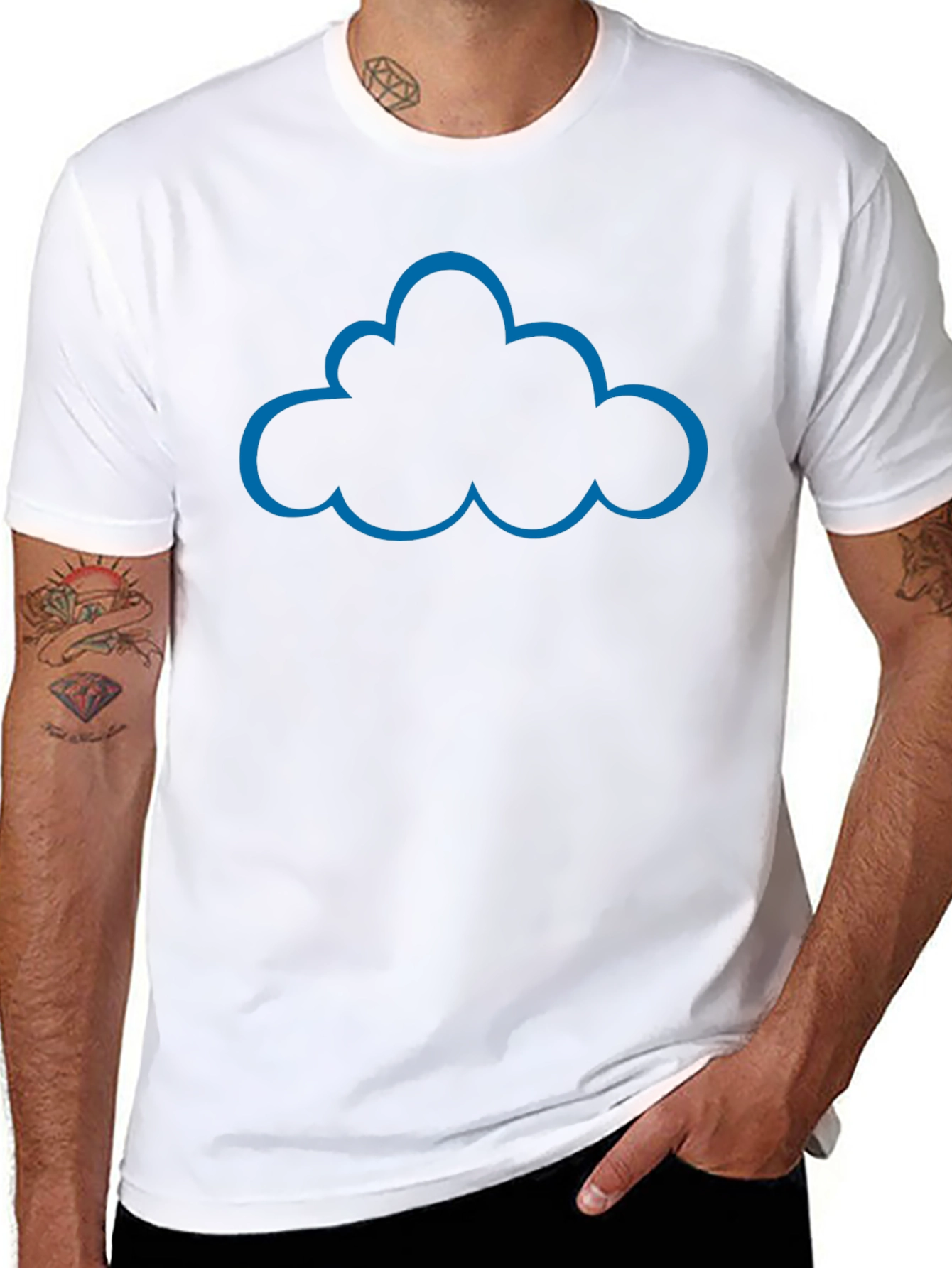 Black Cloud Outline Graphic T-Shirt view 8