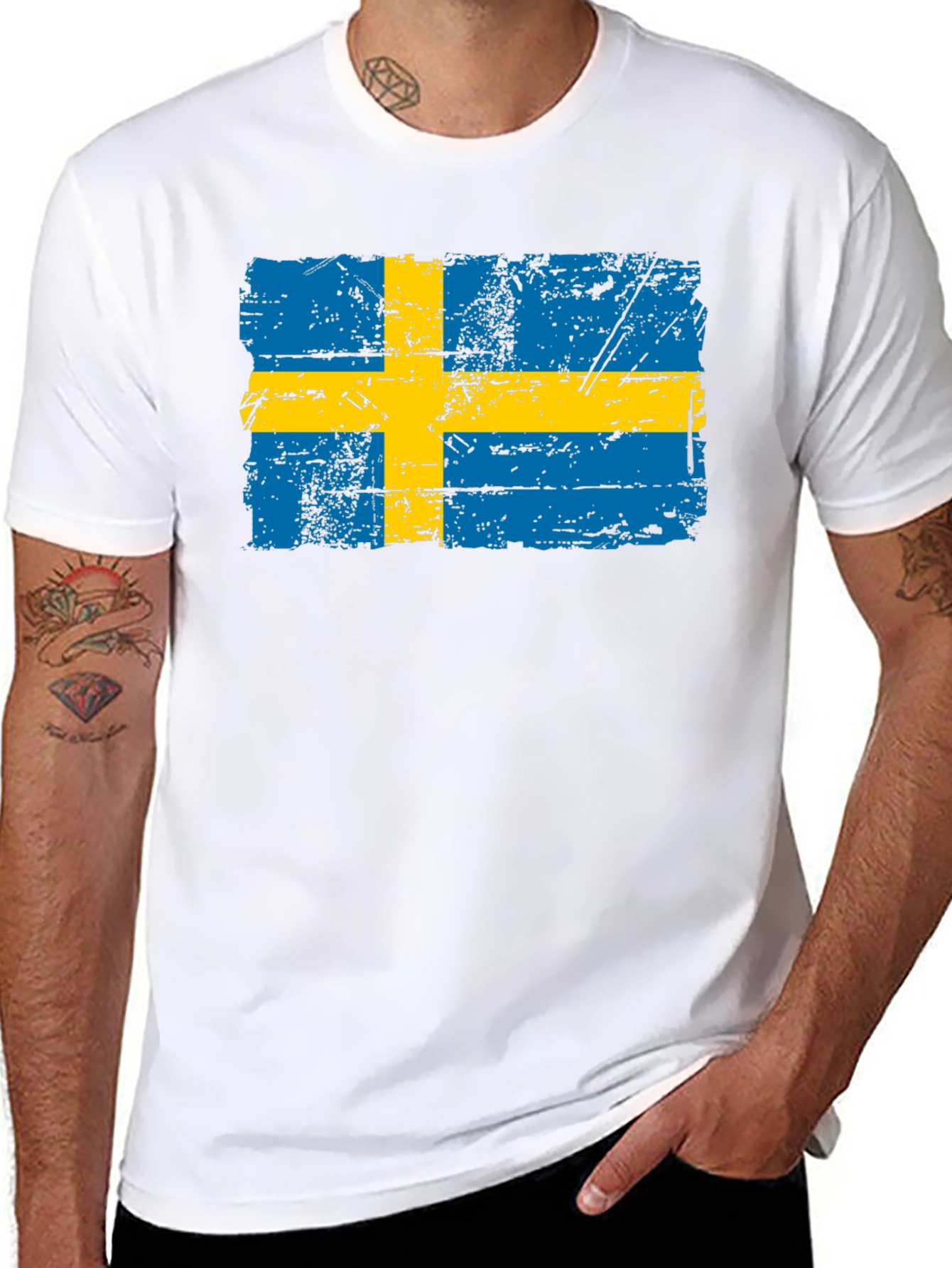 Black Sweden Flag Distressed T-Shirt view 8