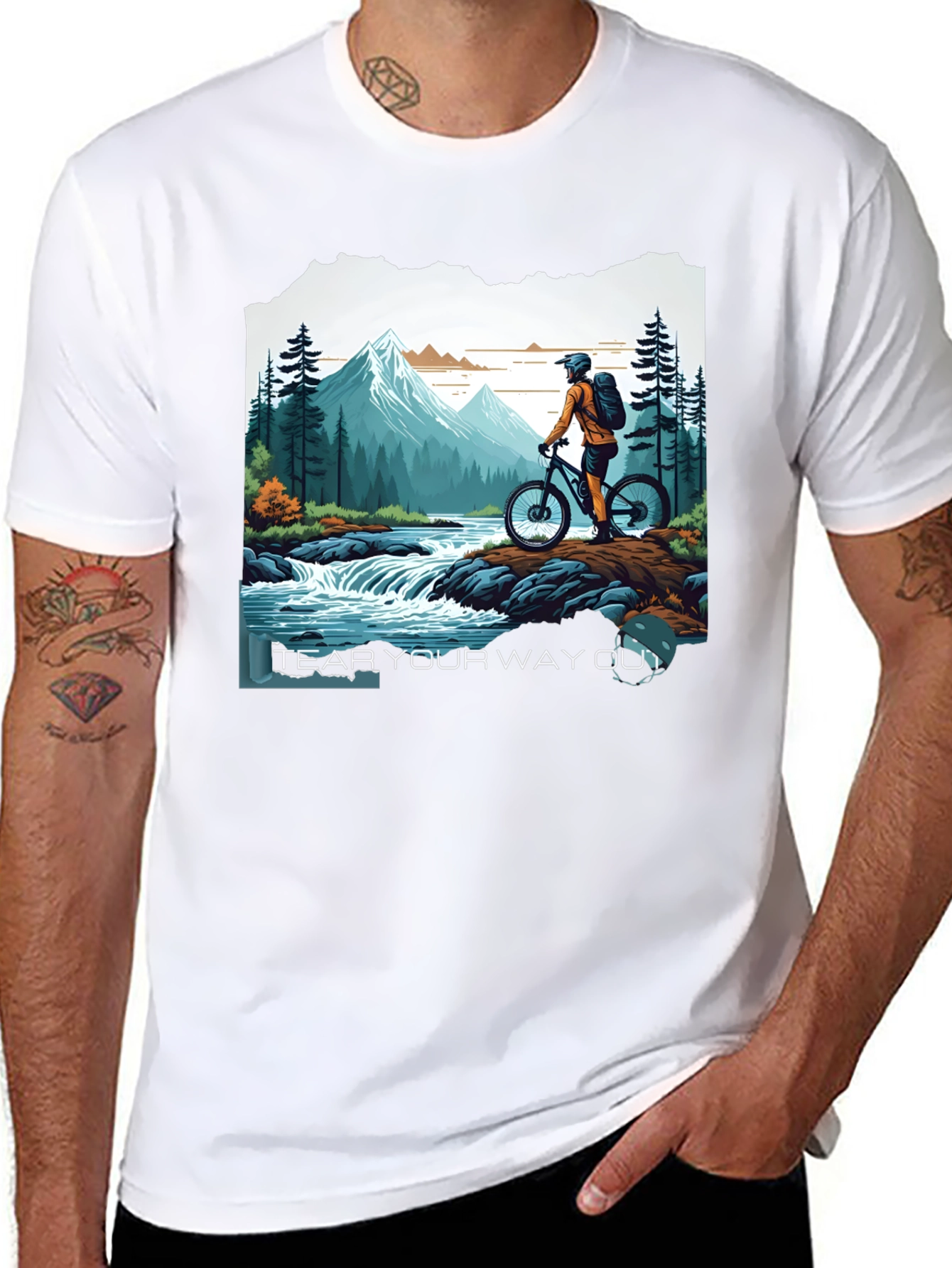 Black Mountain Biker Adventure Graphic Tee - "Tear Your Way Out" view 8
