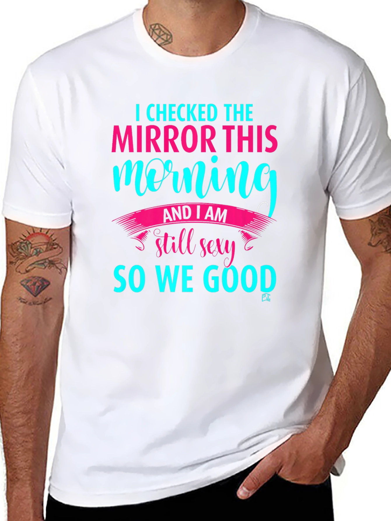Black Funny I Checked Mirror T-Shirt - Black view 8