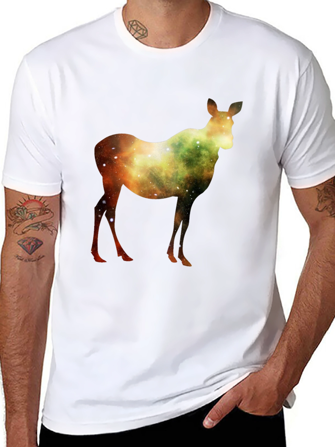 Black Galaxy Deer Graphic T-Shirt - Stylish & Unique view 8