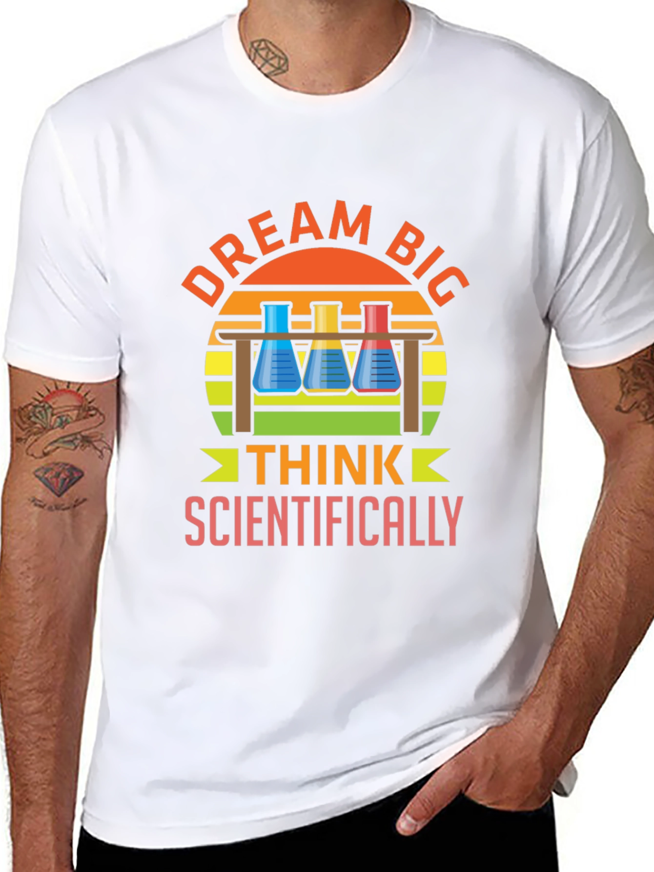 Black Dream Big Think Scientifically T-Shirt view 8
