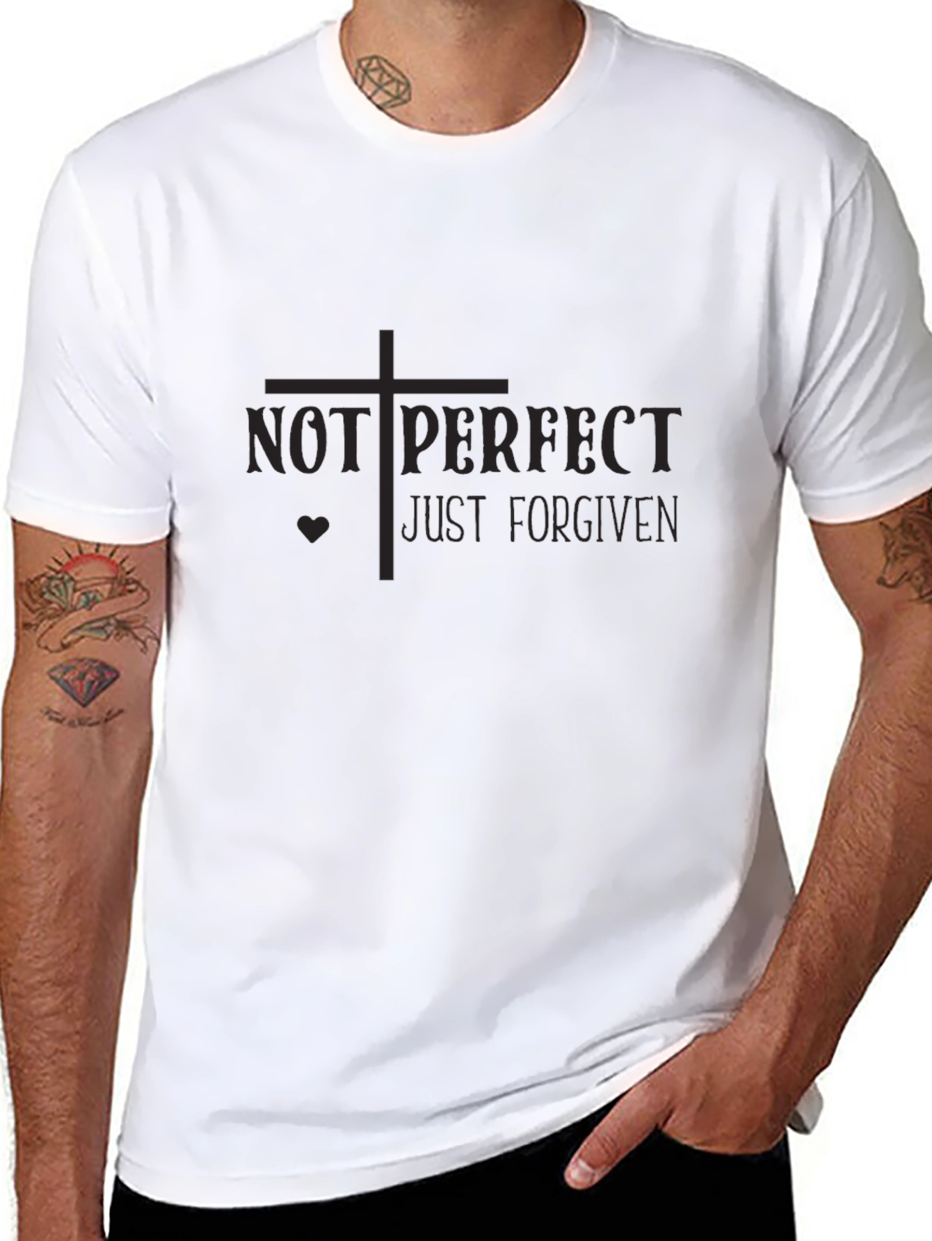 Black Not Perfect Just Forgiven Black T-Shirt view 8