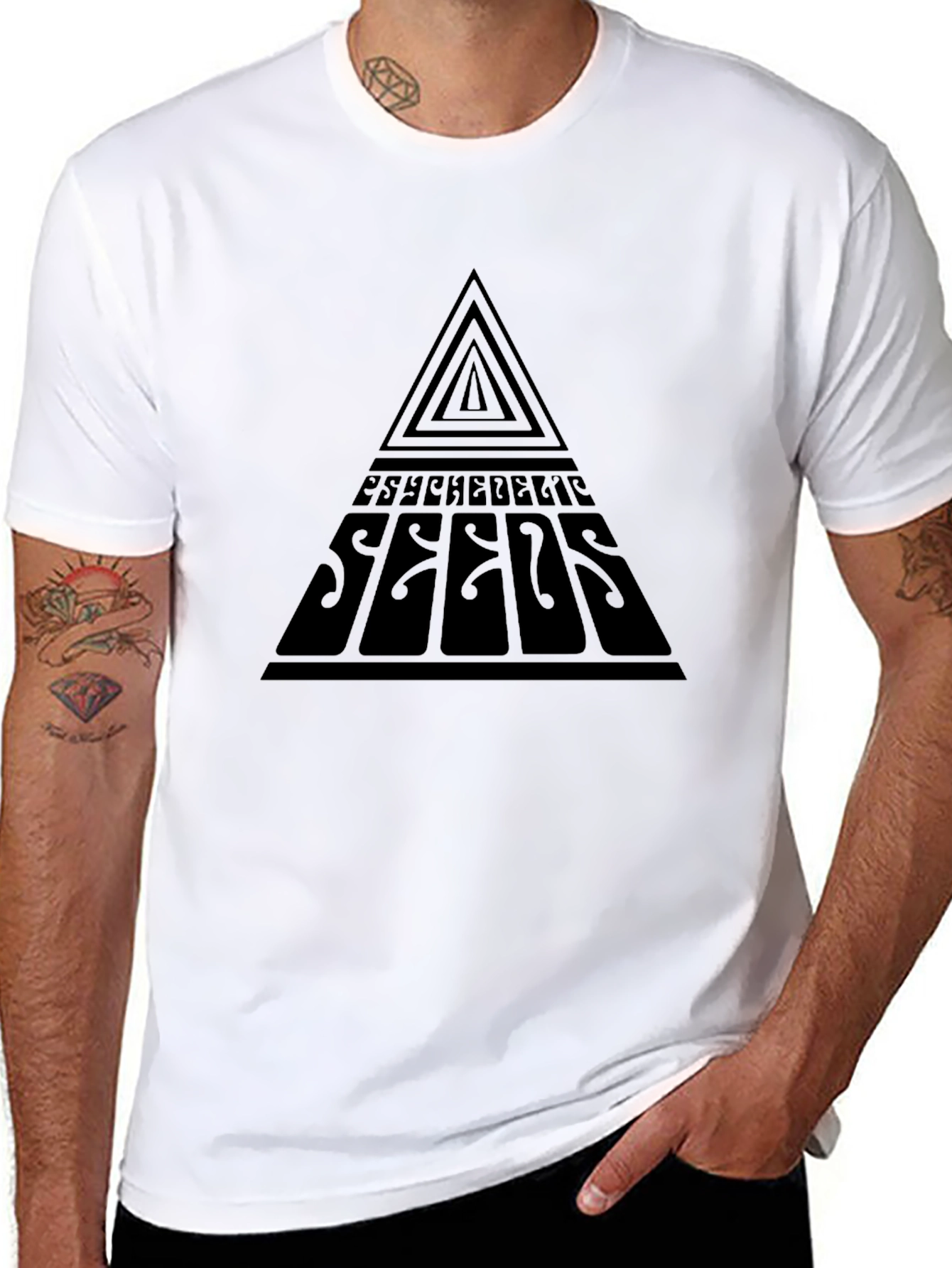 Black Psychedelic Seeds Graphic T-Shirt view 8