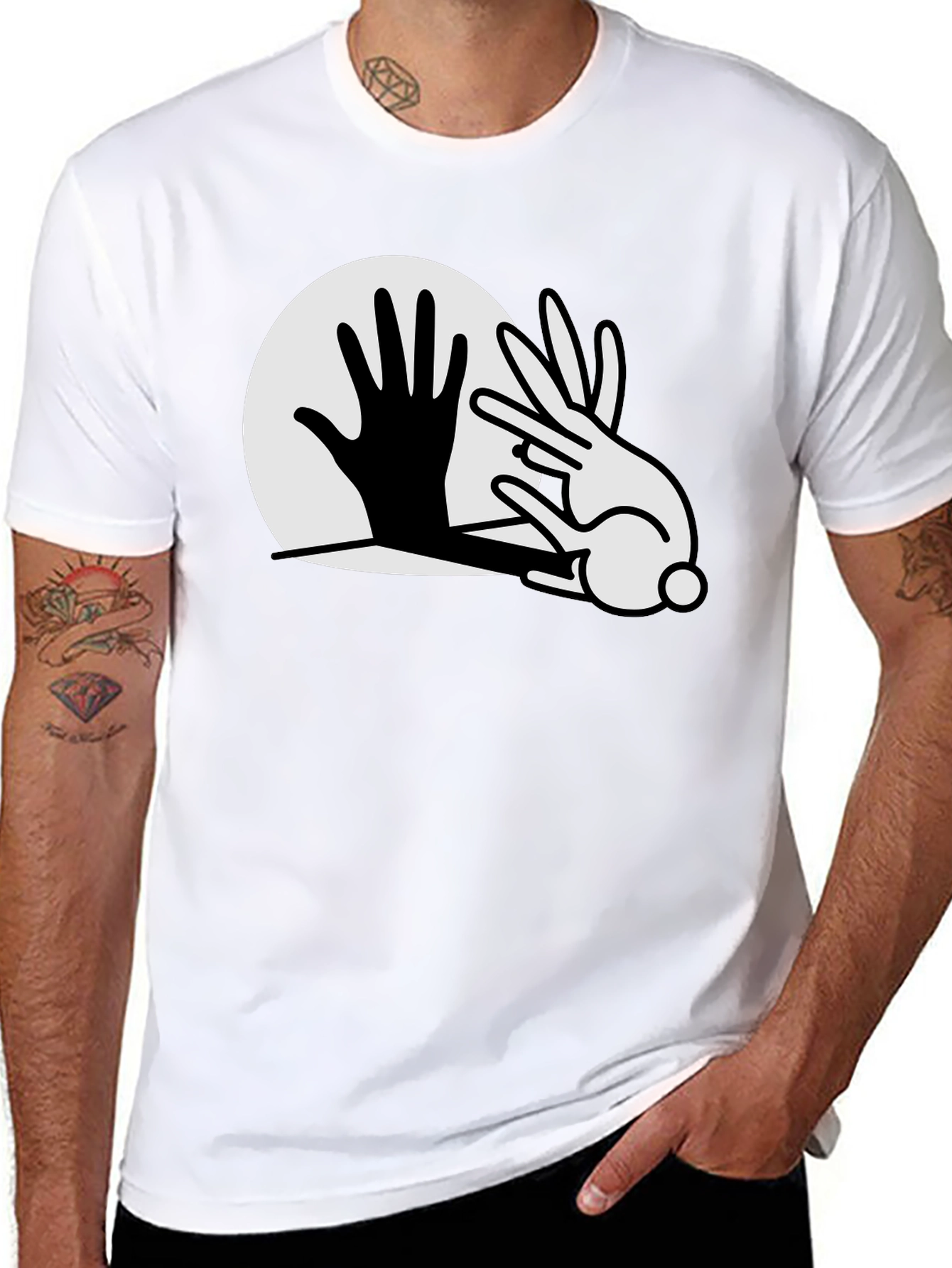 Black Rabbit Shadow Play Graphic T-Shirt - Black view 8
