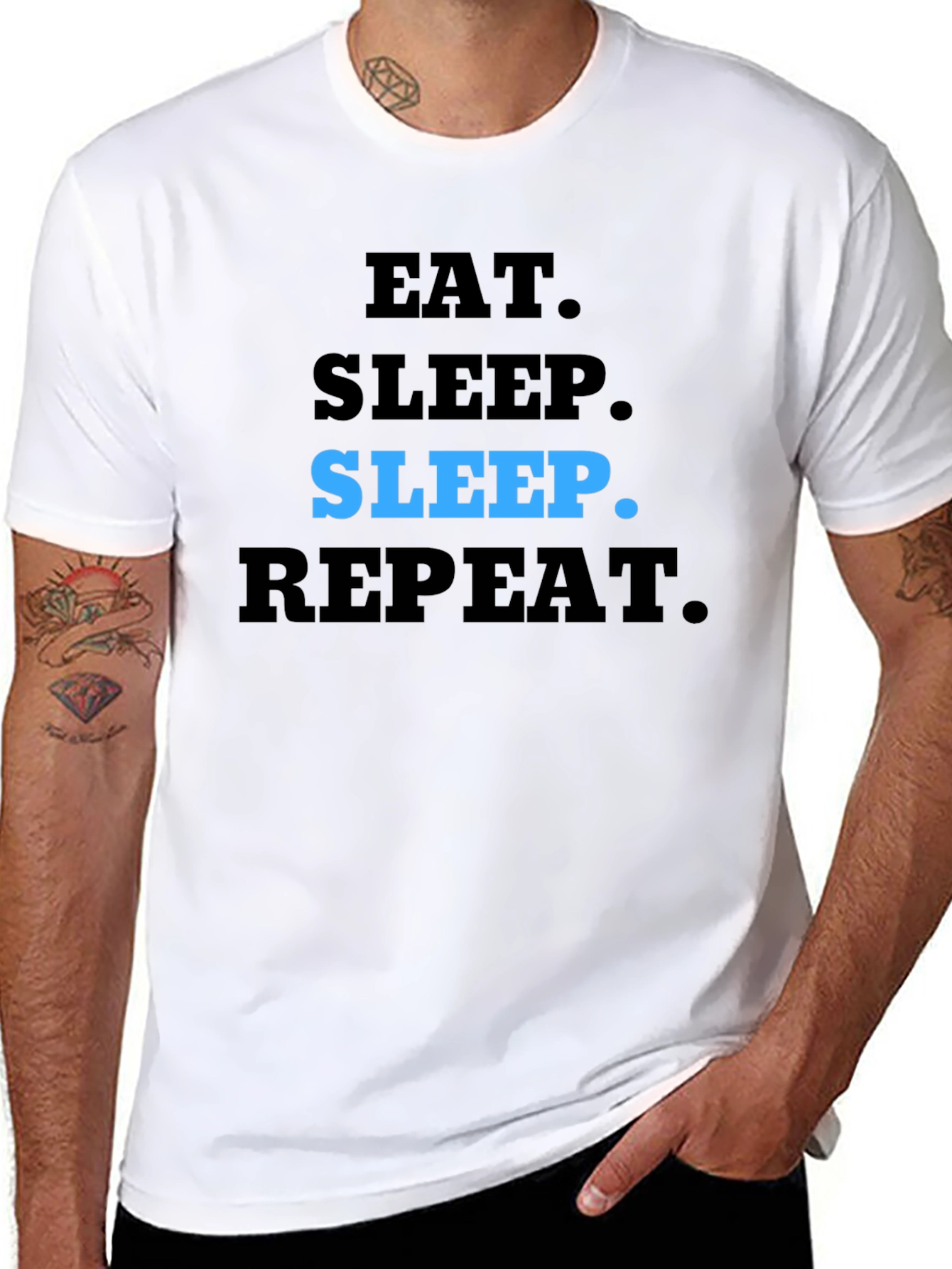 Black Eat Sleep Repeat T-Shirt - Black Casual Tee view 8