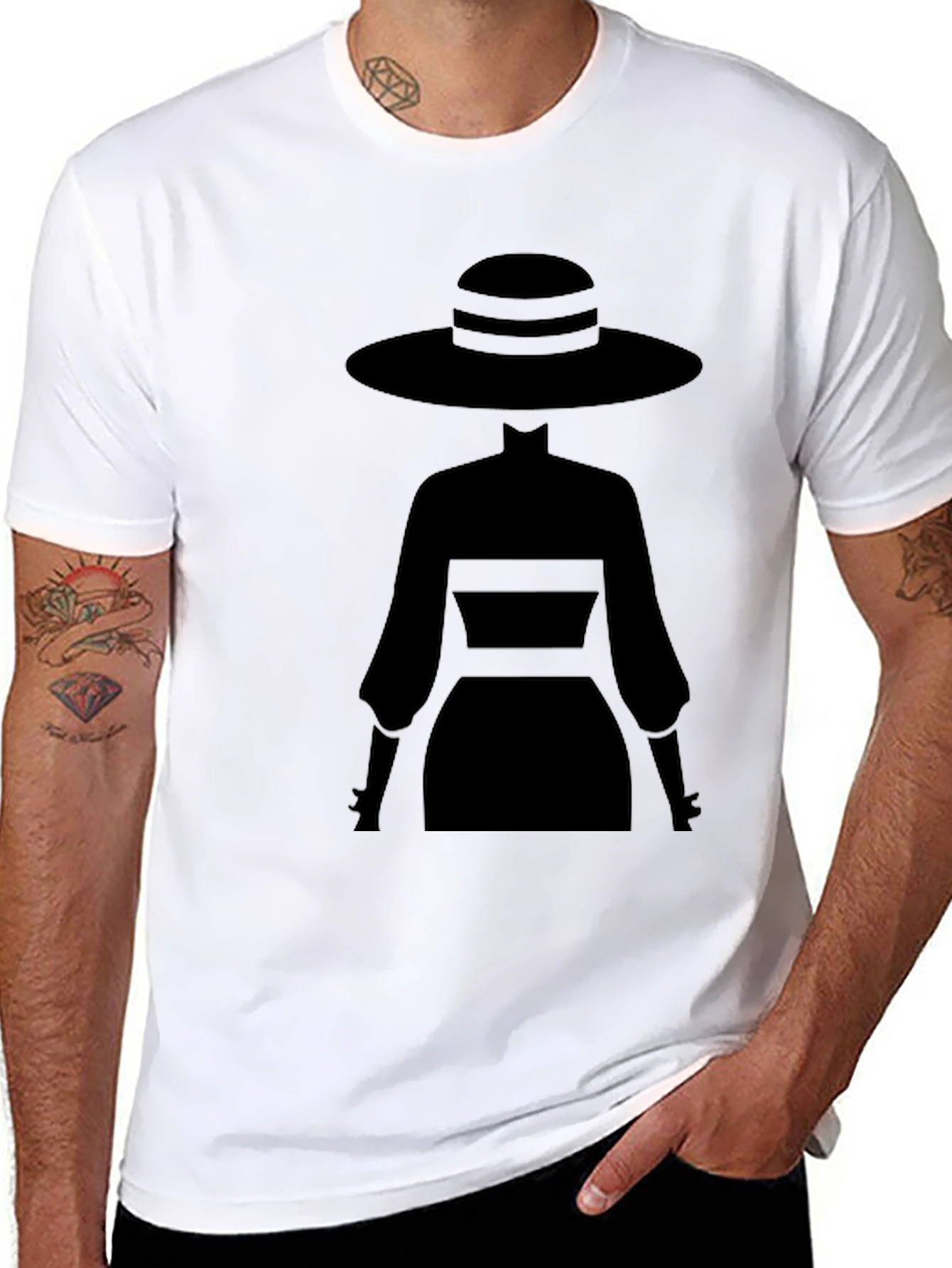 Black Elegant Silhouette Tee - Mystery Woman Style view 8